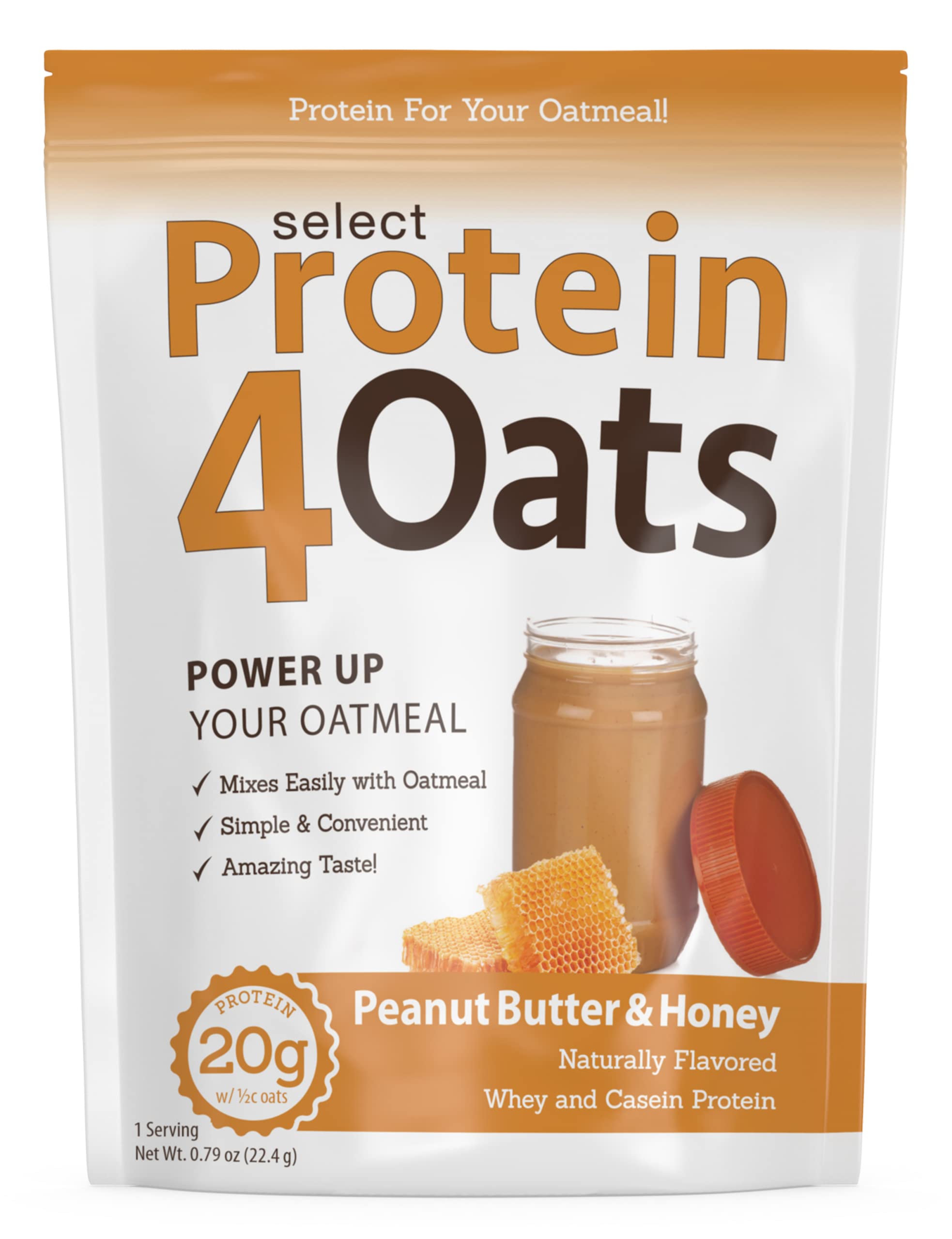 PEScience Protein4Oats envase frontal mostrando sabor Peanut Butter & Honey y beneficios nutricionales