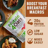 PEScience polvo de Protein4Oats en primer plano textura fina y fácil mezcla