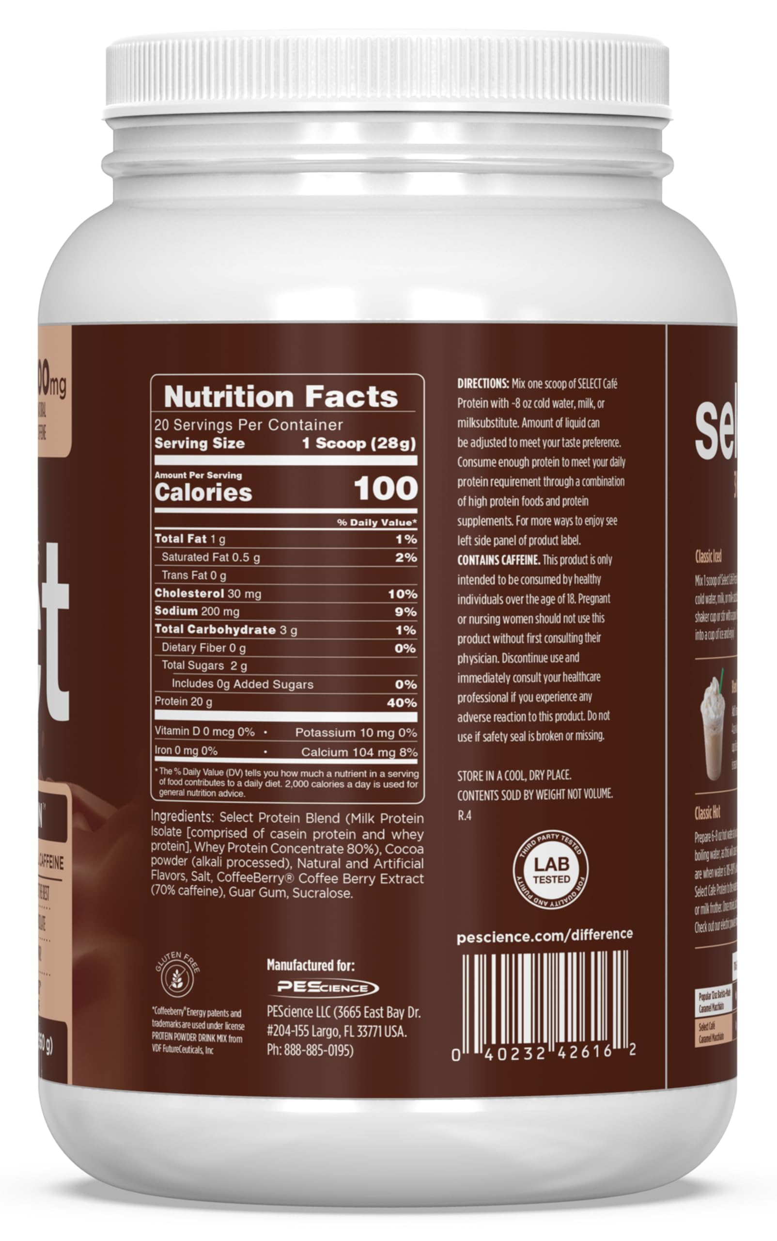 PEScience polvo añadido al café como cremera proteica, sabor y proteína extra