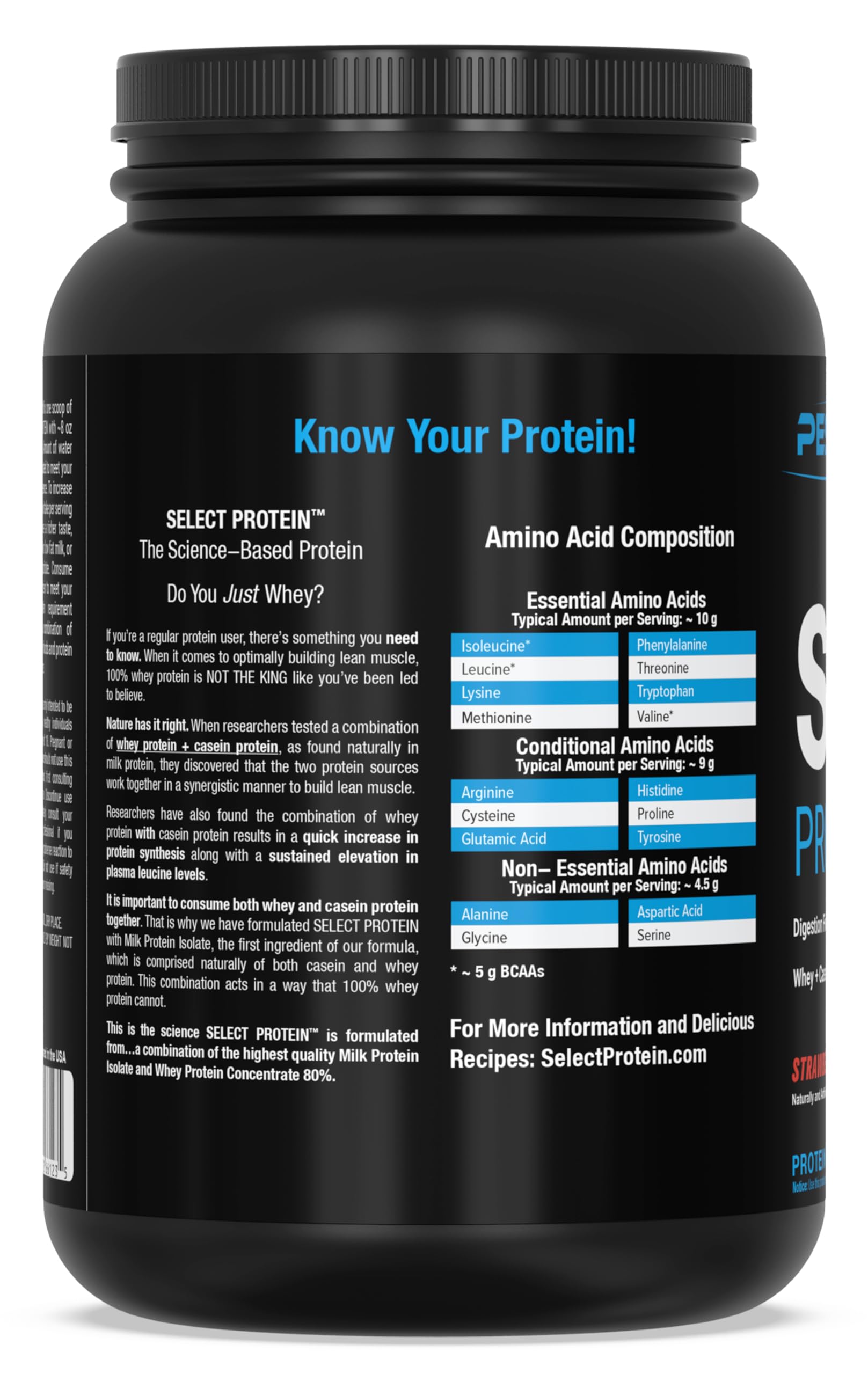 PEScience etiqueta nutricional clara con 24 g proteína por servicio
