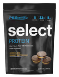 PEScience envase frontal chocolate peanut butter cup mostrando diseño y beneficio de sabor intenso
