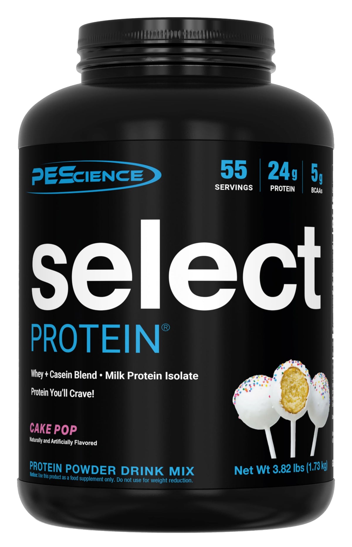 PEScience envase frontal Cake Pop mostrando porciones y diseño atractivo