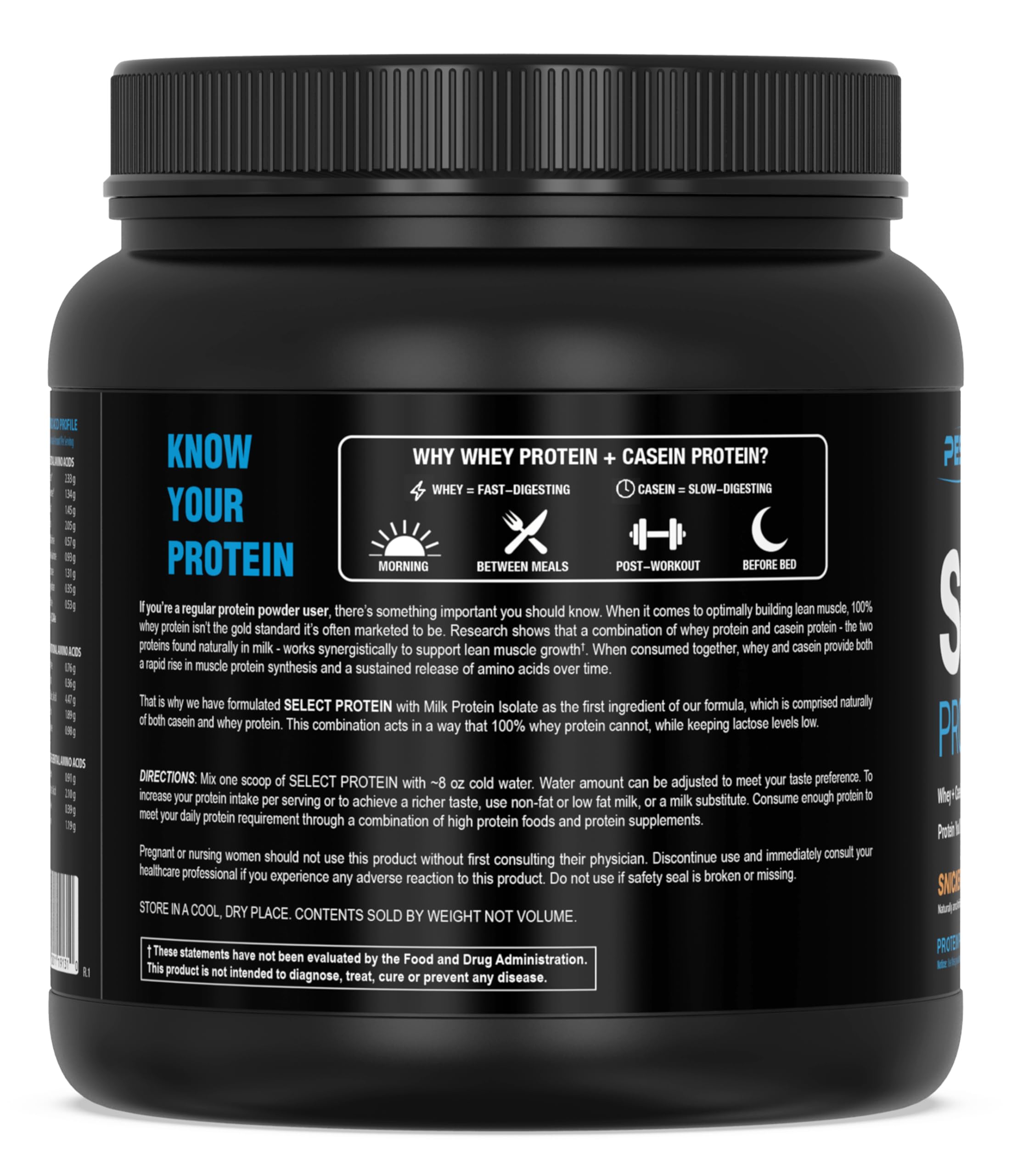 PEScience Select Protein en mesa de desayuno saludable, aporta proteína baja en calorías