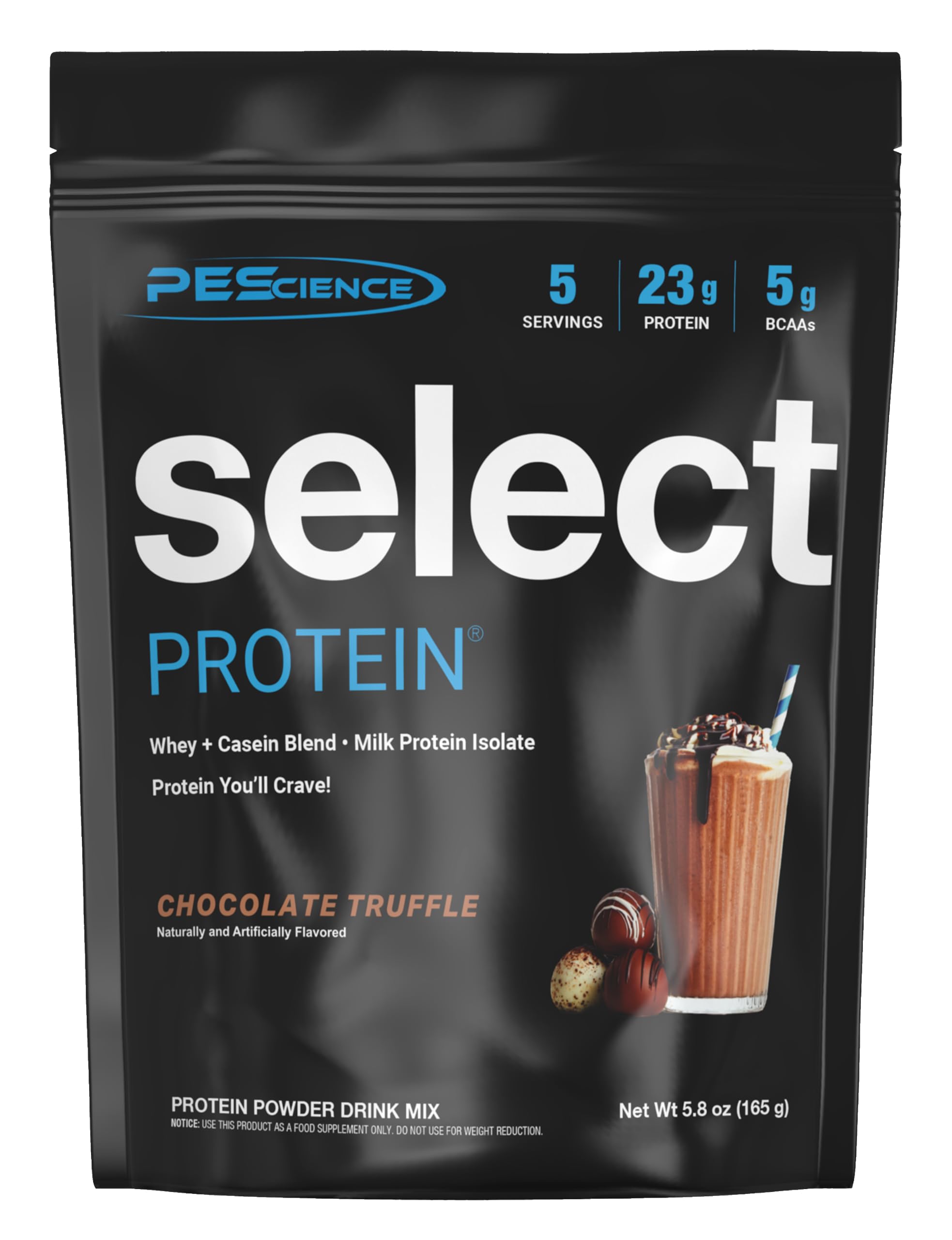 PEScience envase Select Protein frente mostrando sabor Chocolate Truffle y atractivo visual