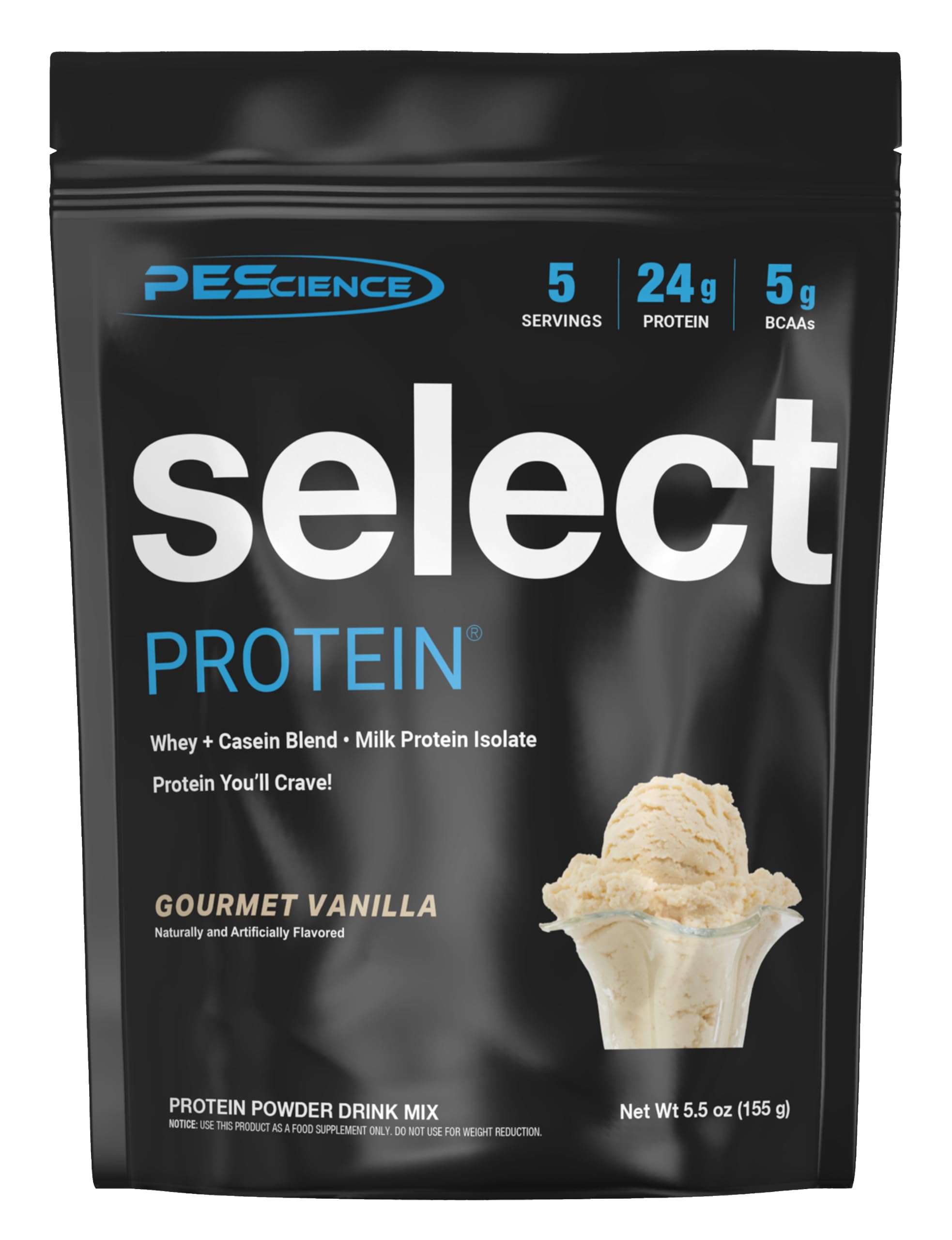 PEScience envase frontal del Select Protein con diseño y beneficio claridad de fórmula