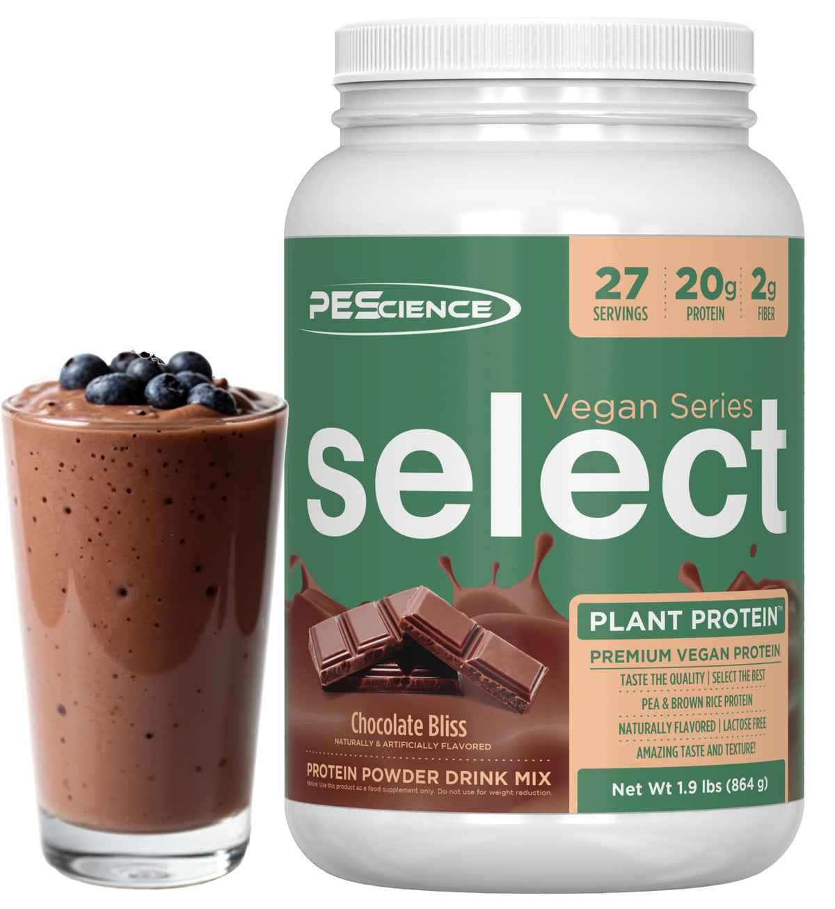 PEScience envase frontal Chocolate Bliss mostrando la marca y beneficio sabor