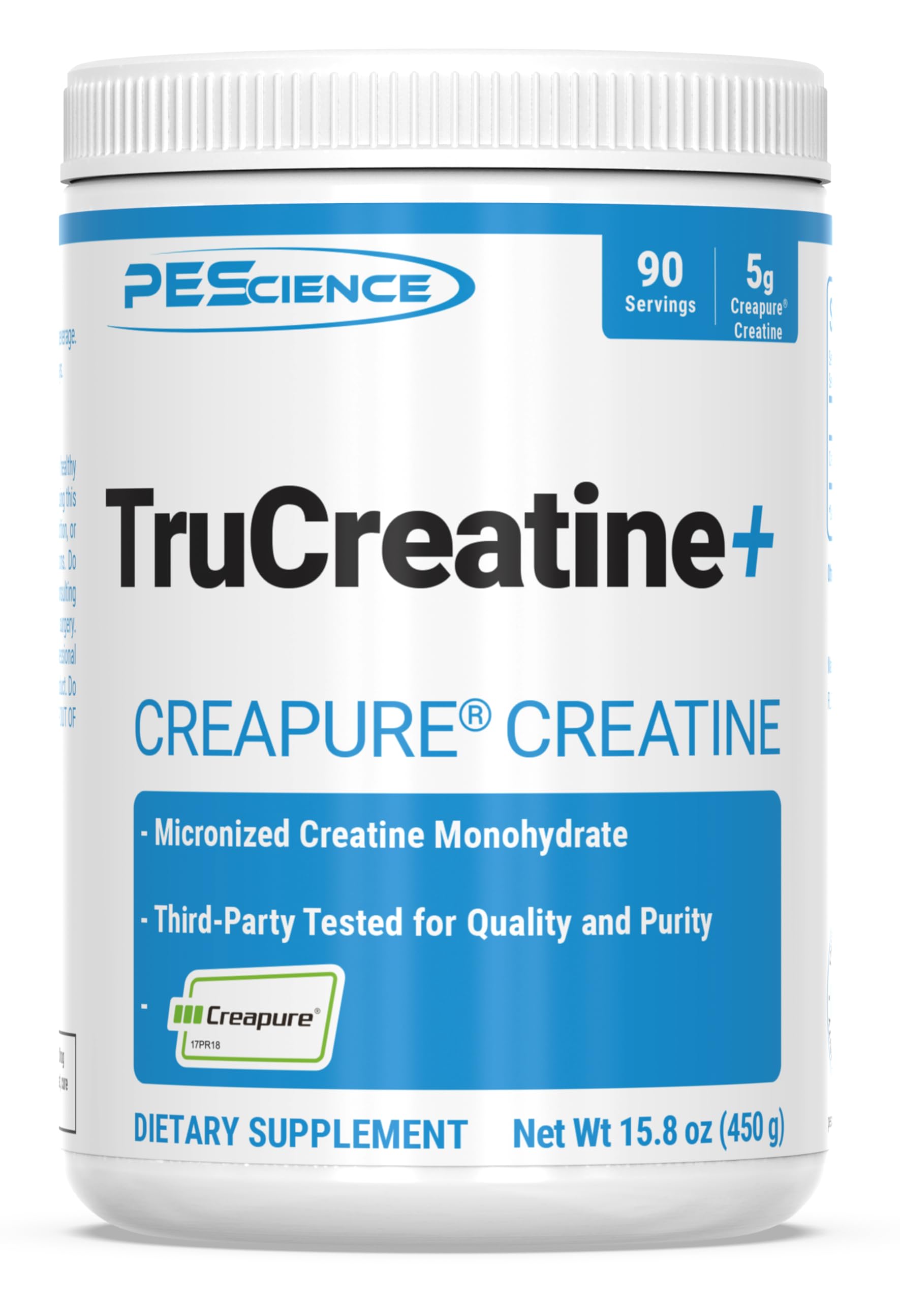 PEScience TruCreatine+ envase frontal mostrando diseño y calidad