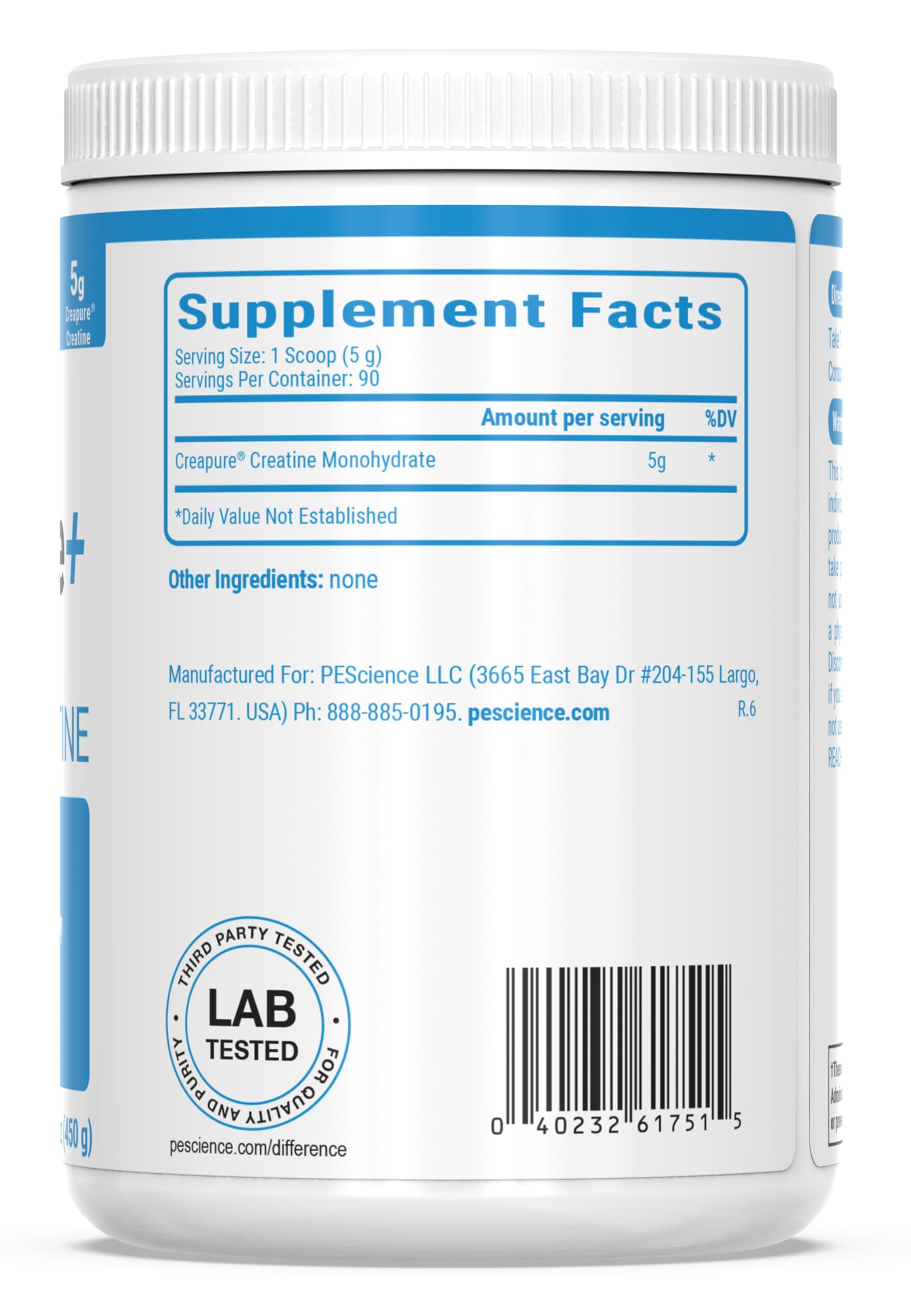 PEScience TruCreatine+ Creapure puro, alta pureza y control