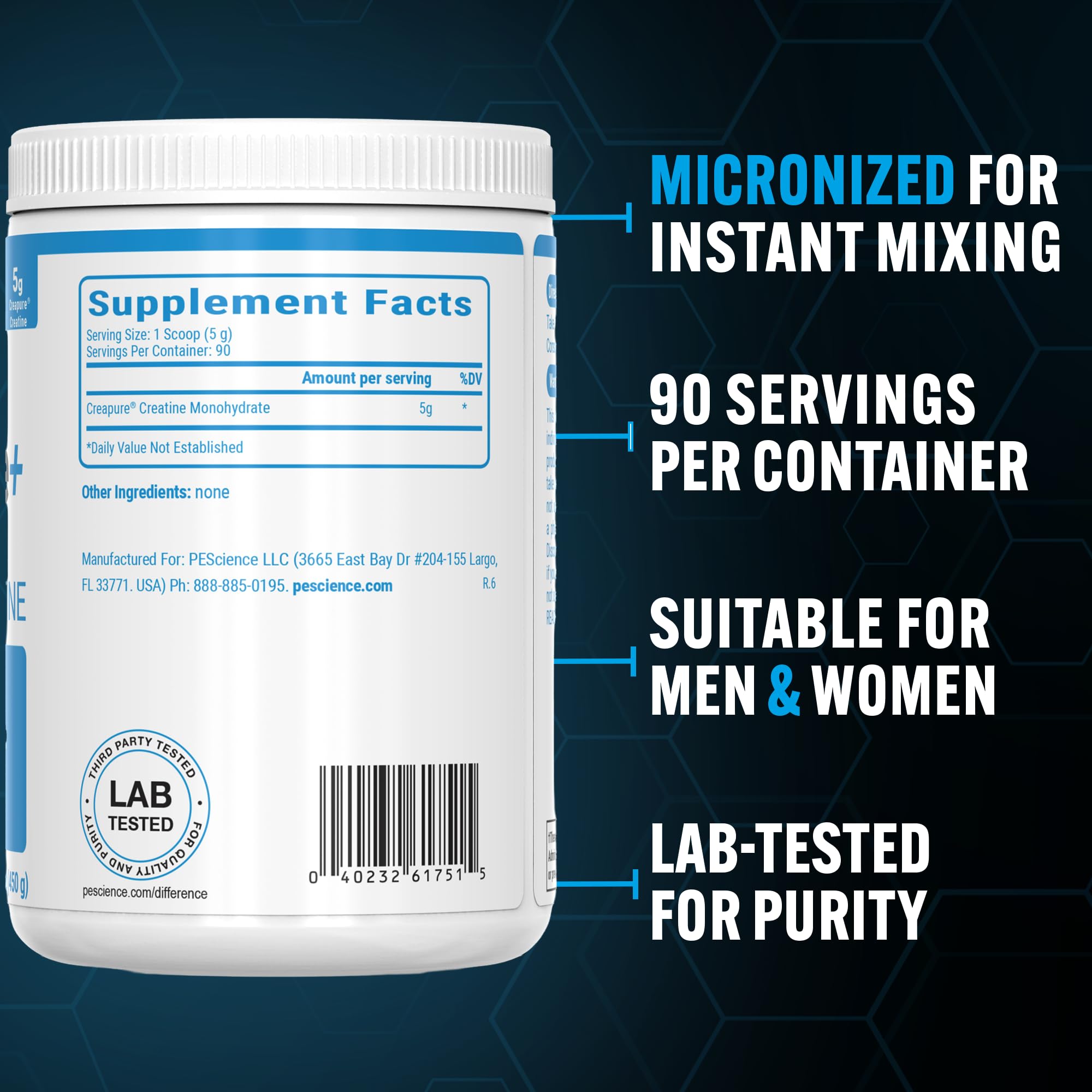PEScience TruCreatine+ disolviéndose en agua, uso rápido y práctico