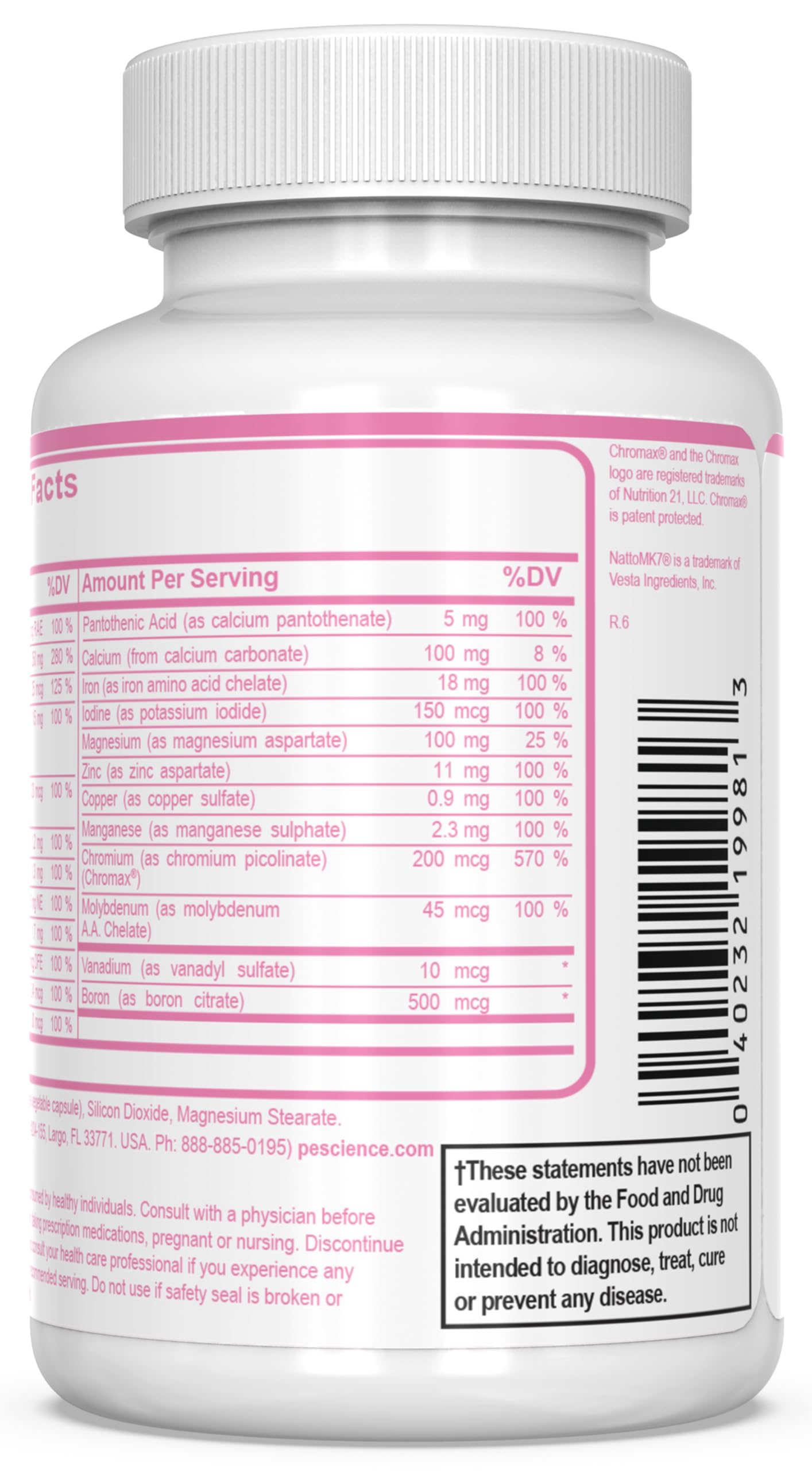 PEScience TruMulti minerales quelados en primer plano, mejor absorción visible
