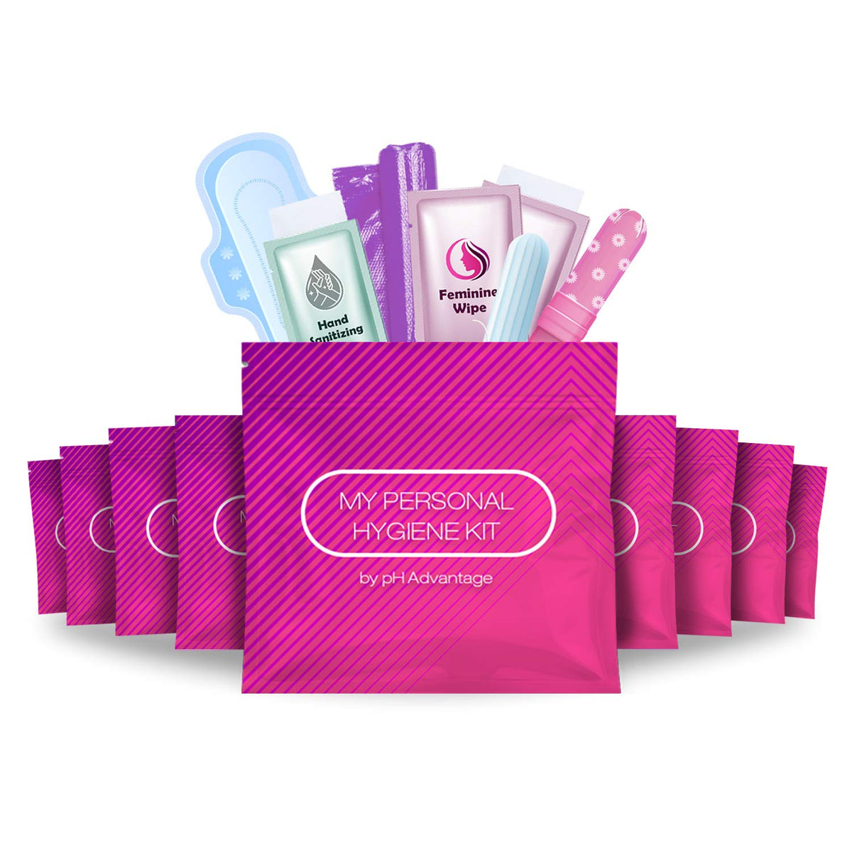 pH Advantage paquete frontal mostrando diseño rosa y conveniencia