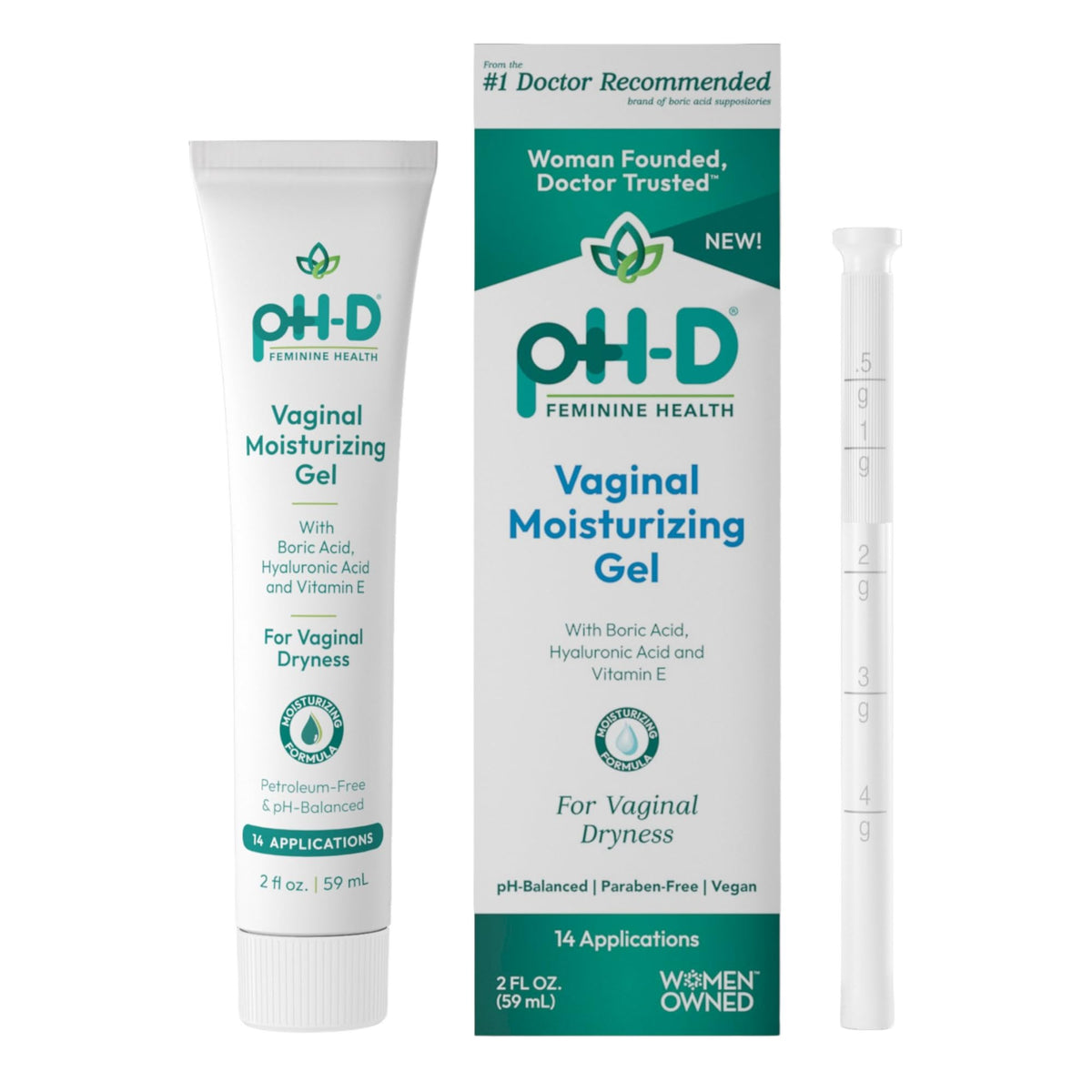 pH-D gel frasco frontal mostrando diseño y tamaño, ayuda hidratación íntima