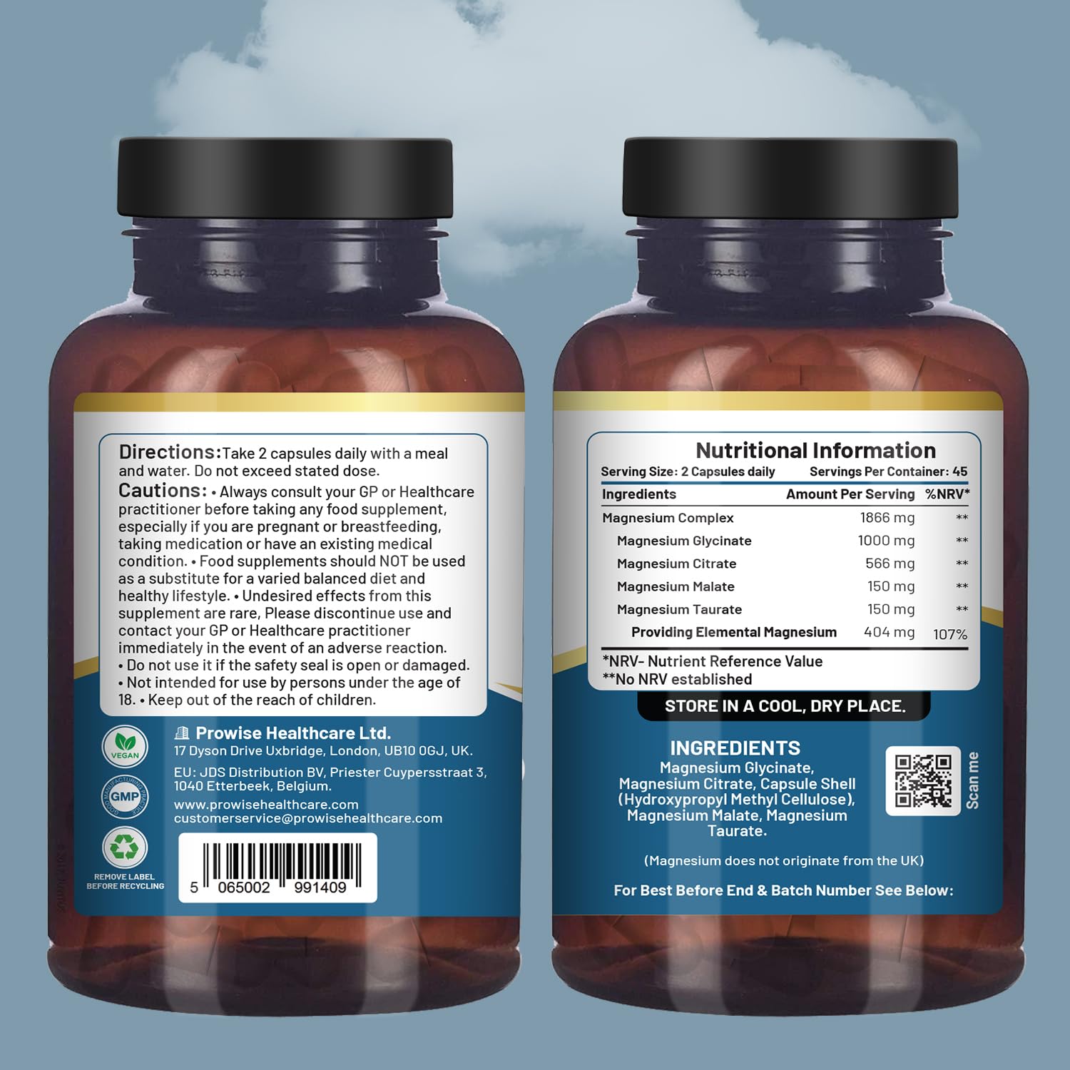 PH PROWISE Healthcare botella abierta con cápsulas lista para uso diario