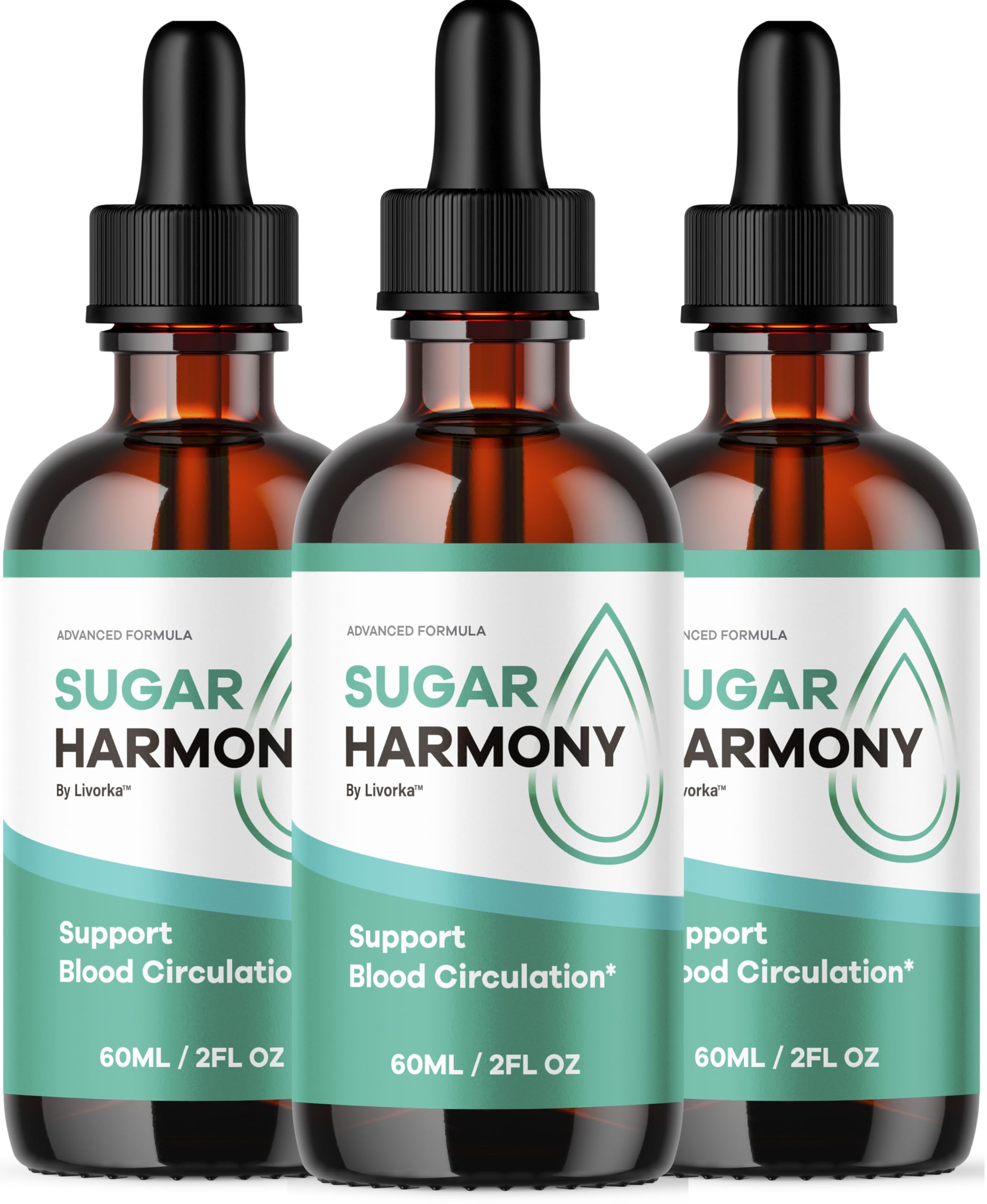 pharmagetics botella frontal de Sugar Harmony Drops mostrando diseño y beneficios visibles