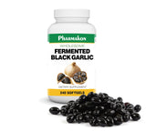 PHARMAKON envase frontal de ajo negro 240 cápsulas mostrando la marca y conveniencia