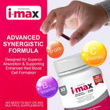Pharmaris i-max caja abierta con frasco visible, opción vegana clara