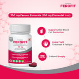Pharmaris Ferofit primer plano de tableta que resalta textura y fácil ingestión
