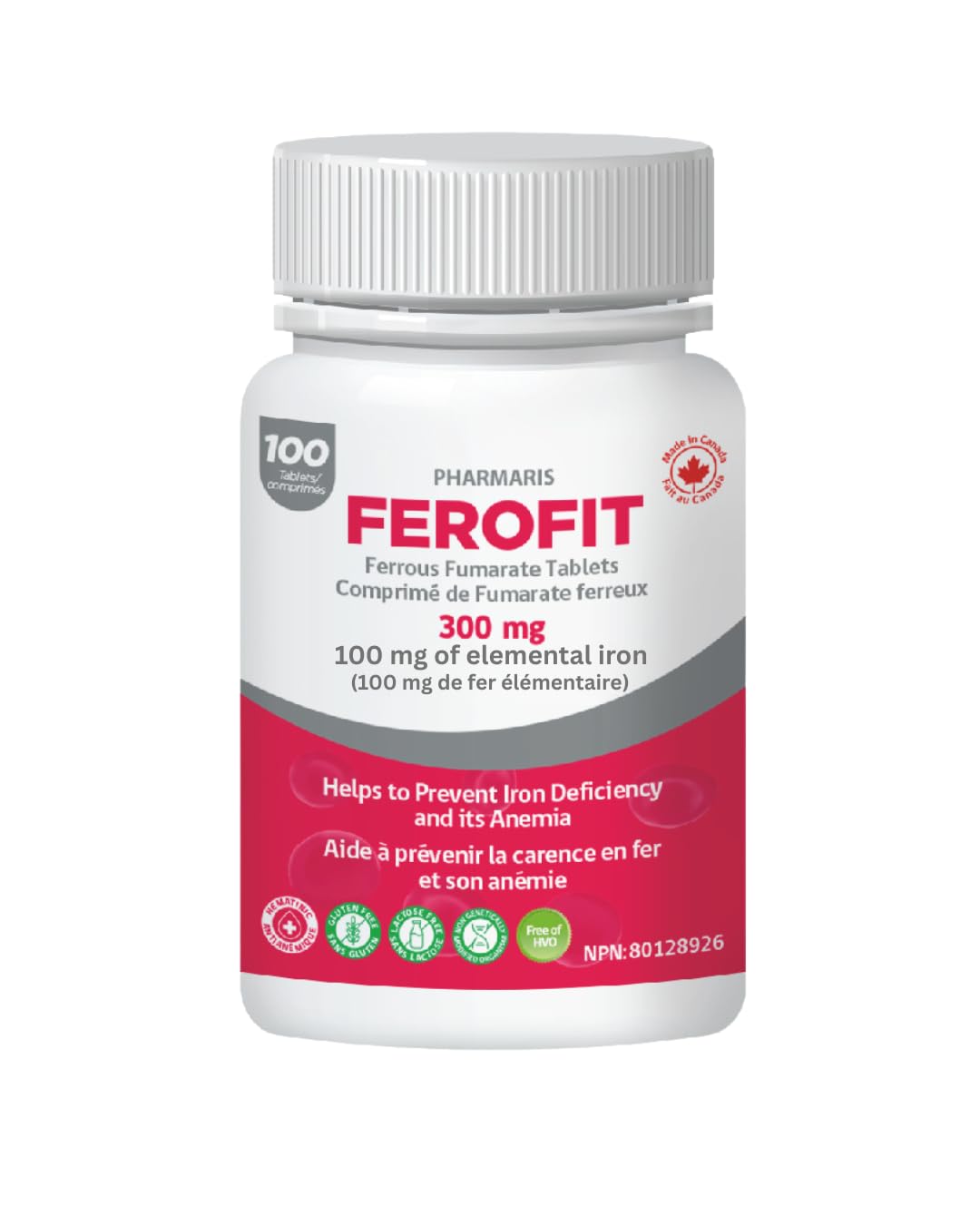 Pharmaris Ferofit frasco delantero mostrando etiqueta clara y contenido informativo
