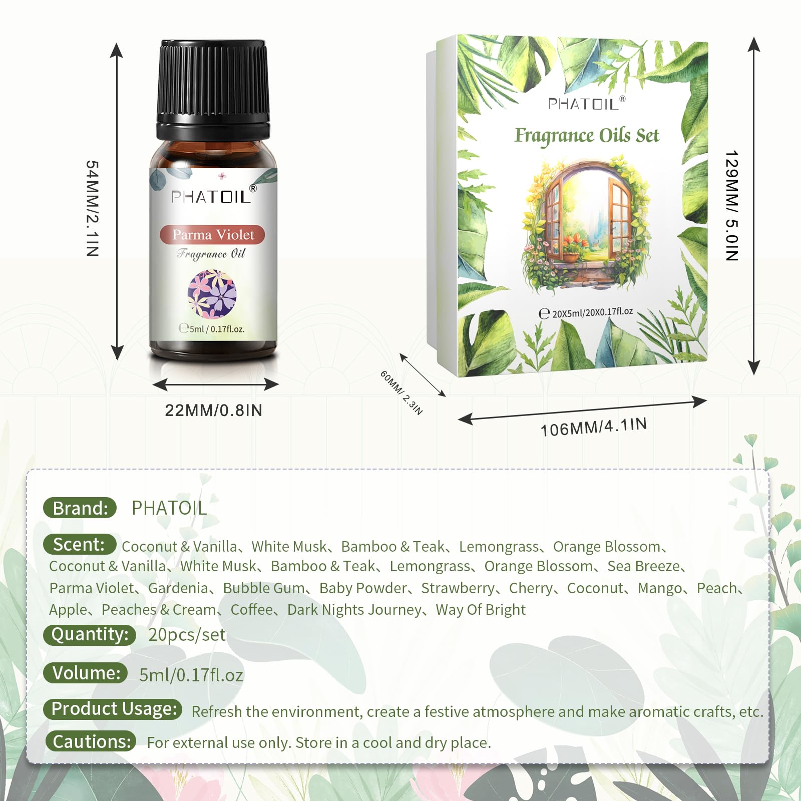 PHATOIL frascos en mano, tamaño práctico 5 ml