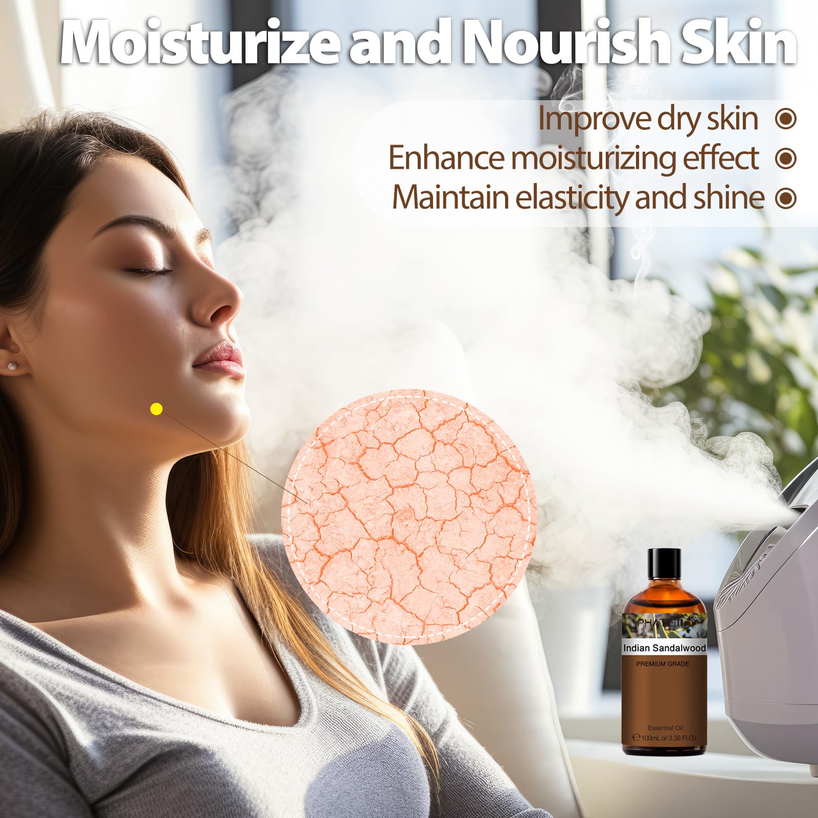 PHATOIL aceite en difusor aromatizando una sala para ambiente relajante