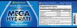 Phi Sciences Mega Hydrate polvo disuelto en vaso mostrando hidratación mejorada
