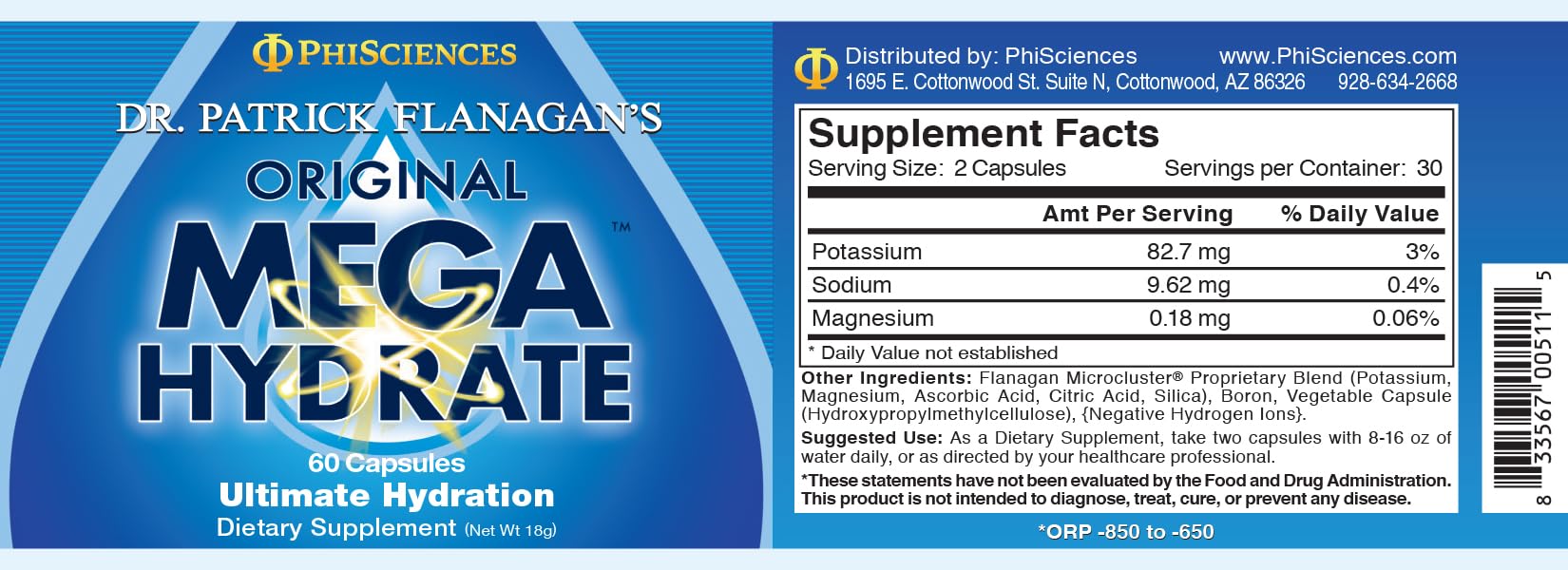 Phi Sciences MegaHydrate persona sosteniendo frasco para mostrar tamaño y uso práctico