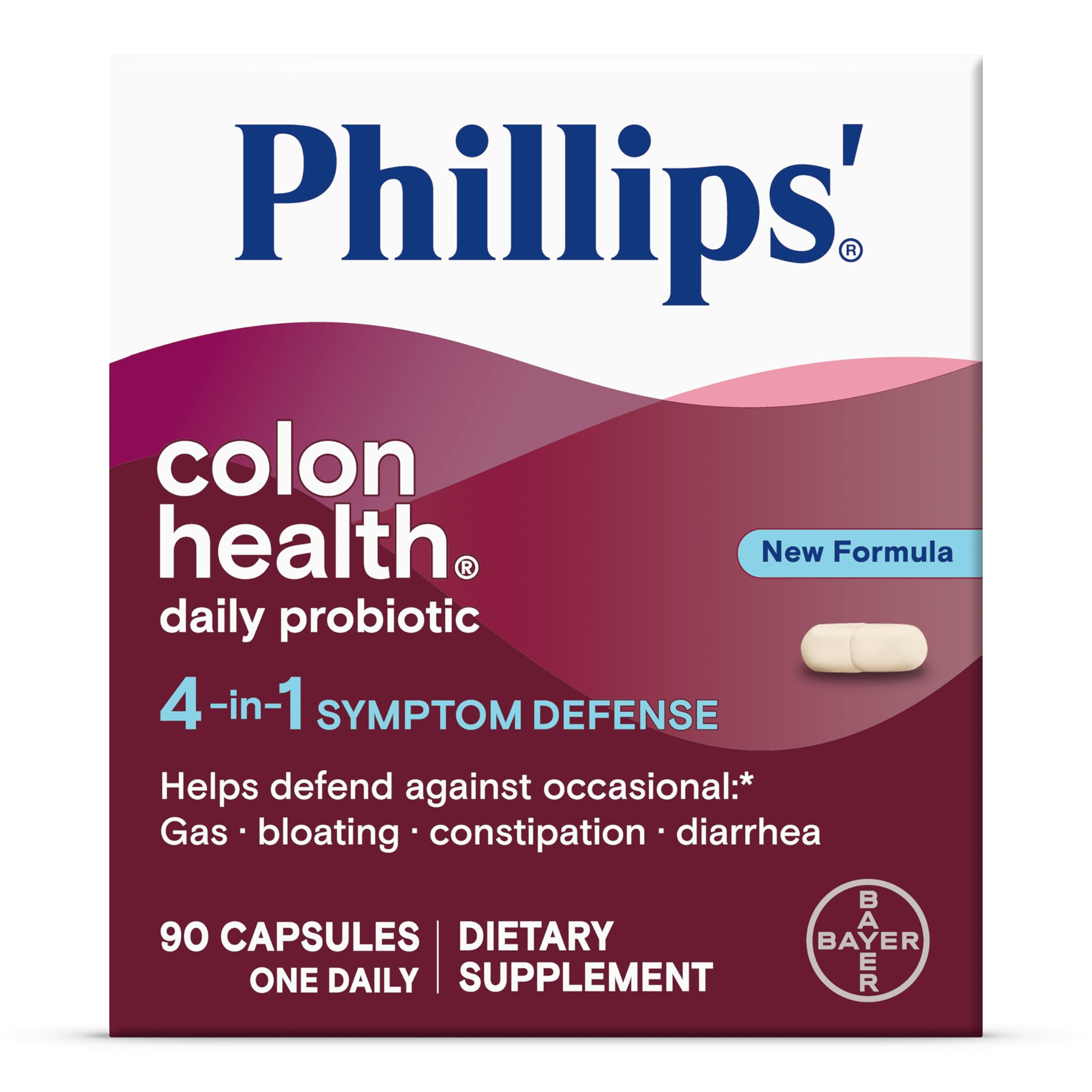 Phillips' frente del empaque mostrando la marca y beneficios para digestión