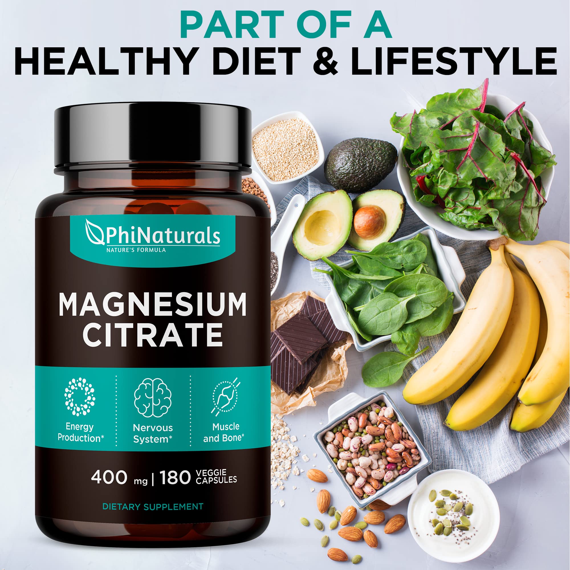 PhiNaturals etiqueta nutricional detalle con información de magnesio
