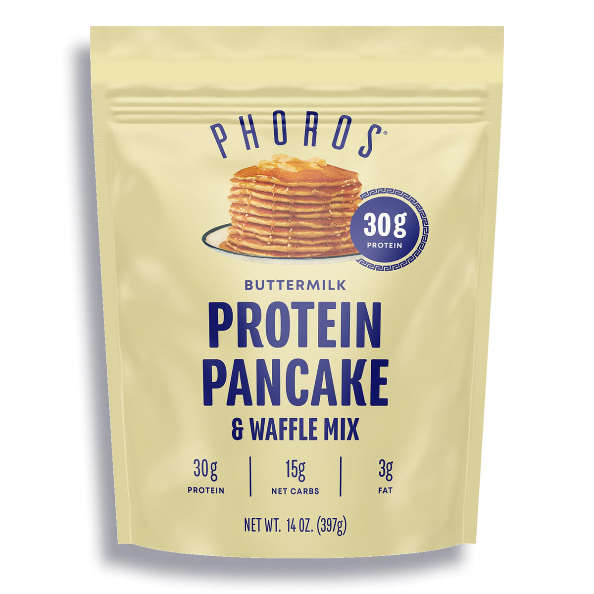 Phoros Nutrition frente del empaque mostrando beneficio alto en proteínas