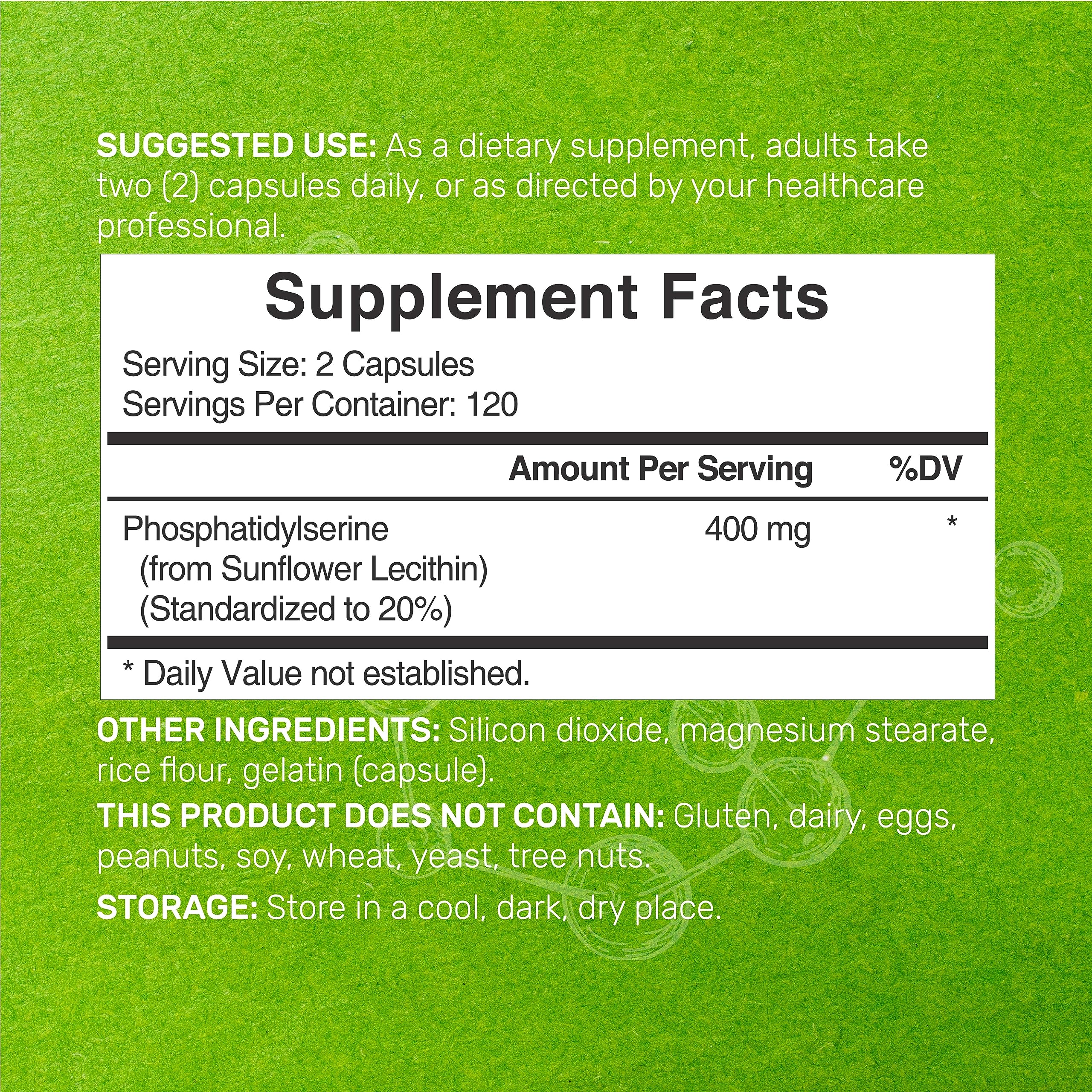 Phosphatidylserine detalle de la cápsula mostrando textura y calidad