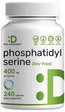 Phosphatidylserine vista frontal del envase, presentación clara y beneficios