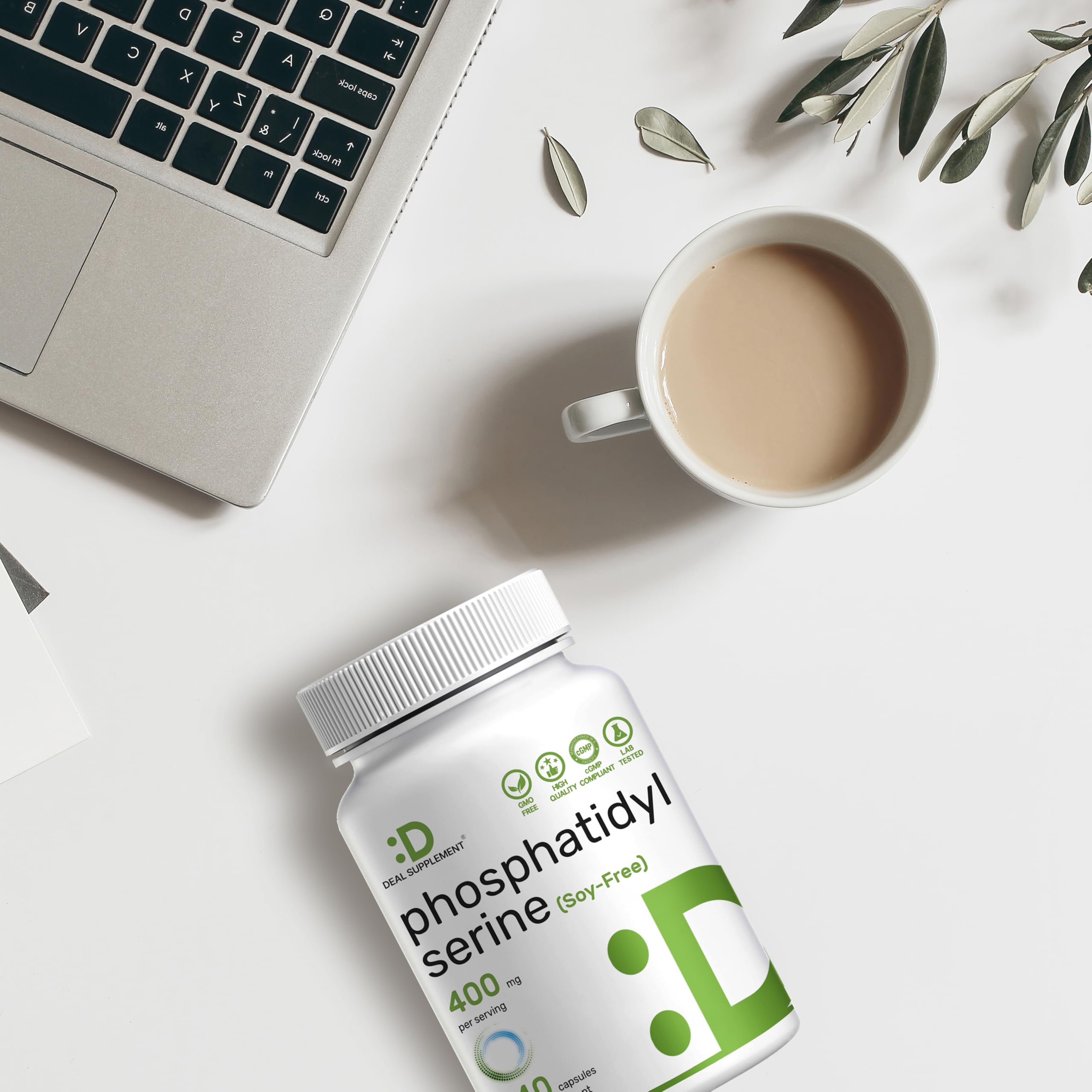 Phosphatidylserine tamaño comparativo de la botella para estimar cantidad