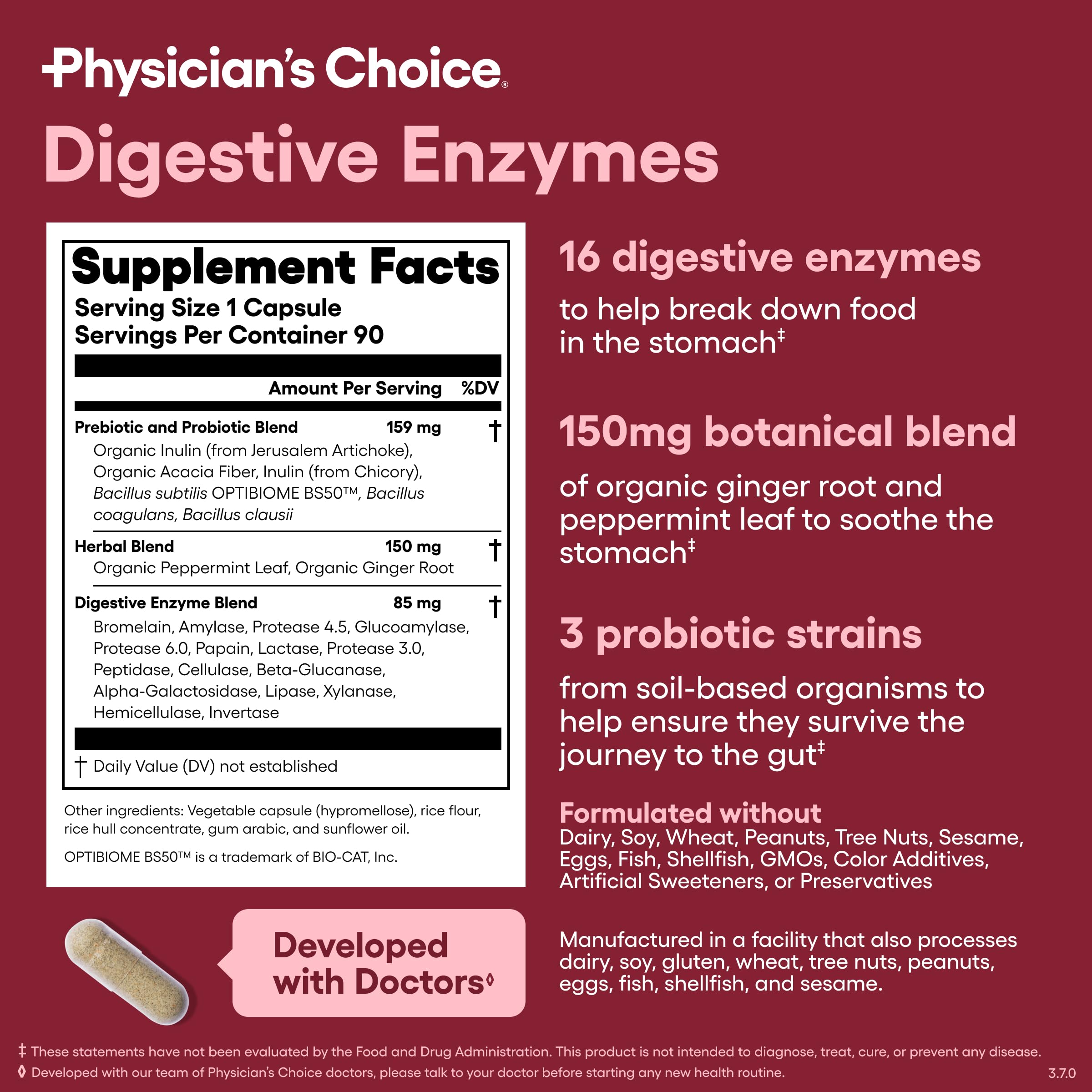 Physician's CHOICE botella abierta con cápsulas para preparar la toma diaria