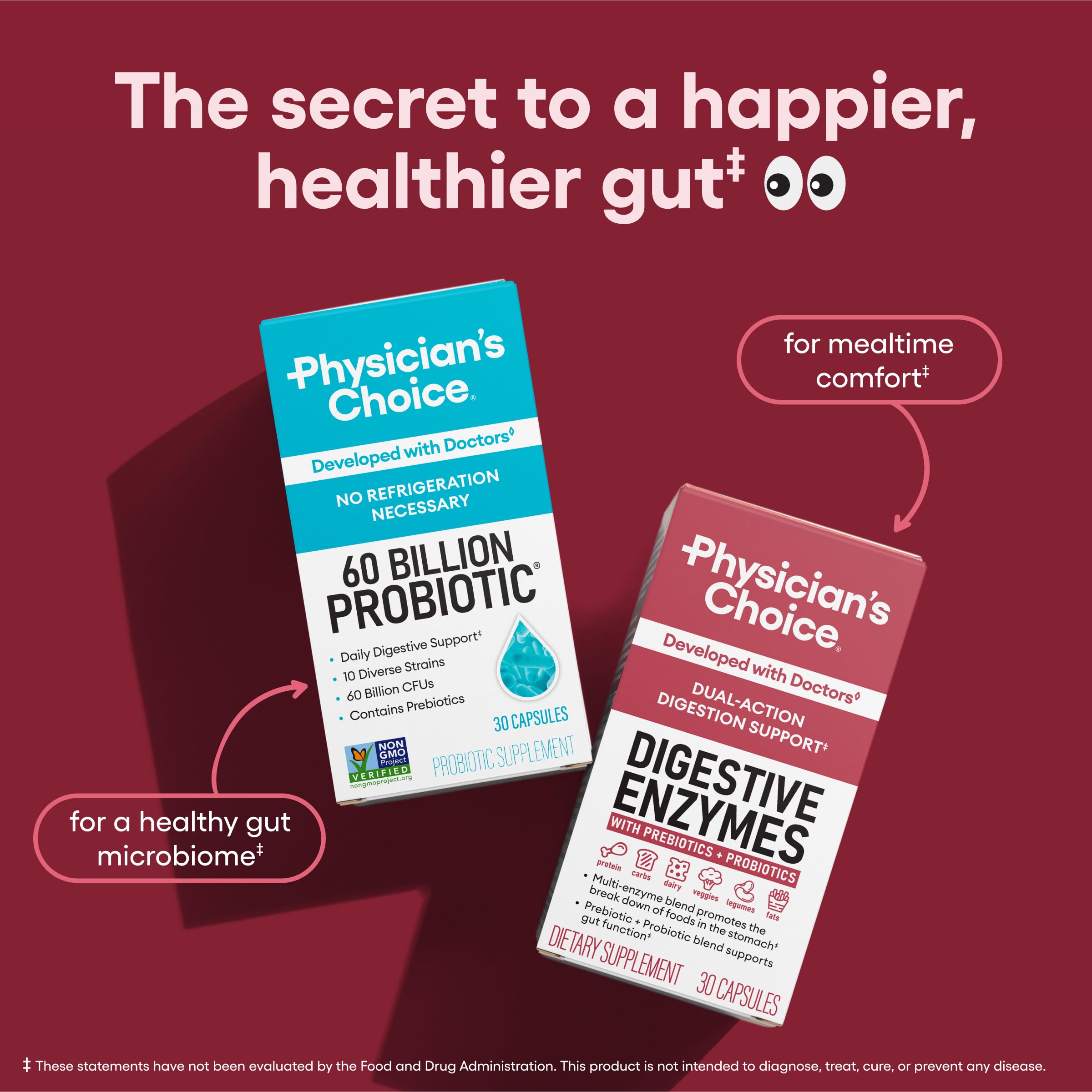 Physician's CHOICE etiqueta con ingredientes y certificaciones para confianza