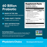 Etiqueta Physician's CHOICE con información de cepas, UFC y pruebas de calidad