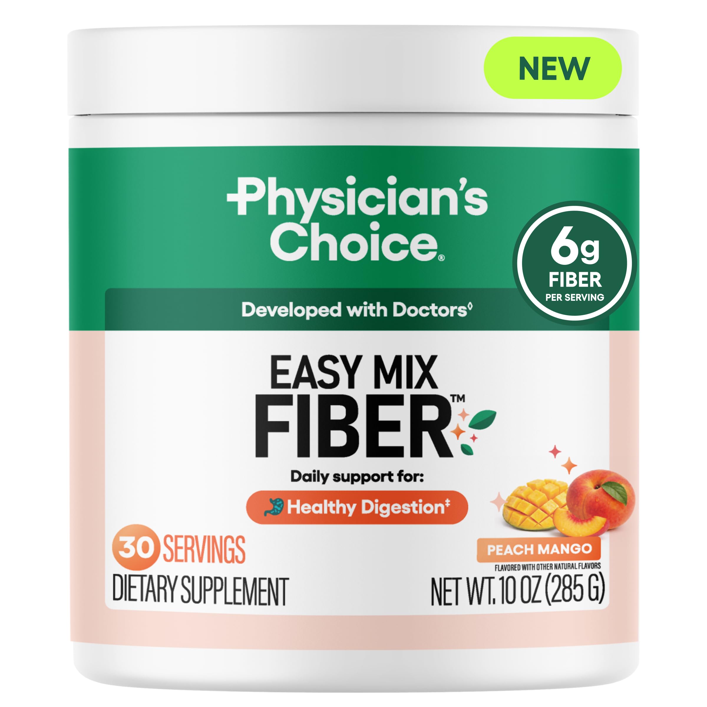 Physician's CHOICE envase frontal peach mango mostrando sabor y 30 servicios