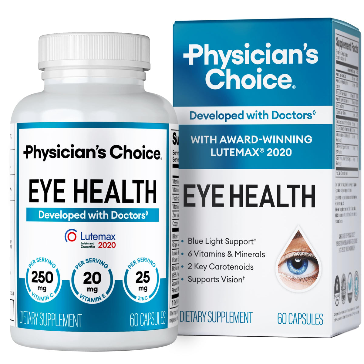 Physician's CHOICE frasco frontal mostrando etiqueta y beneficios