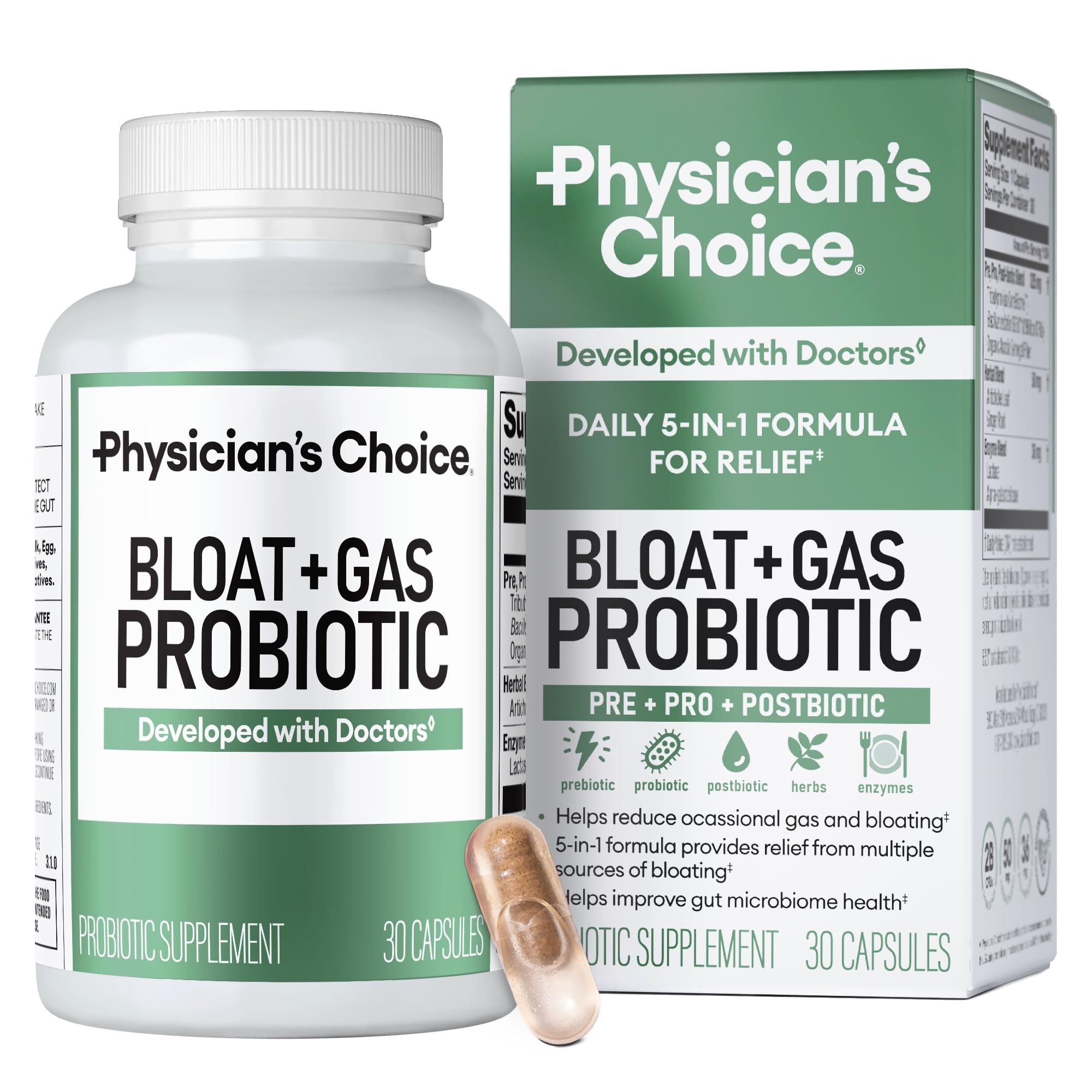 Physician's CHOICE frente del envase que destaca alivio rápido y preventivo