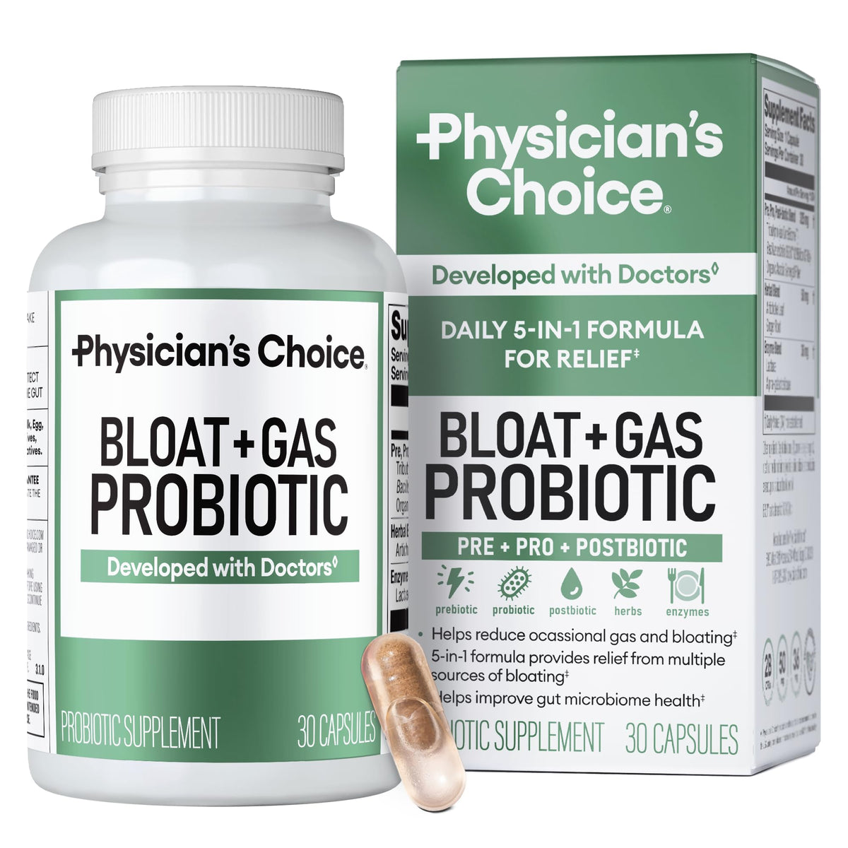 Physician's CHOICE frente del envase que destaca alivio rápido y preventivo