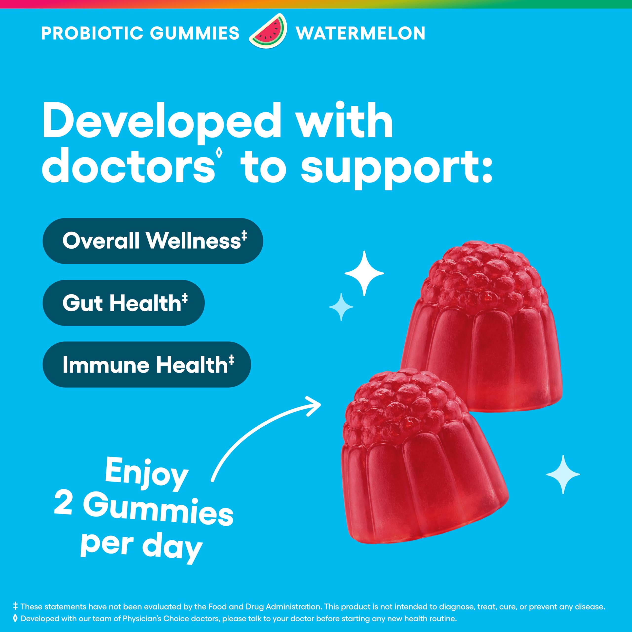 Physician's CHOICE gomitas en mano para comparar tamaño y facilidad de uso