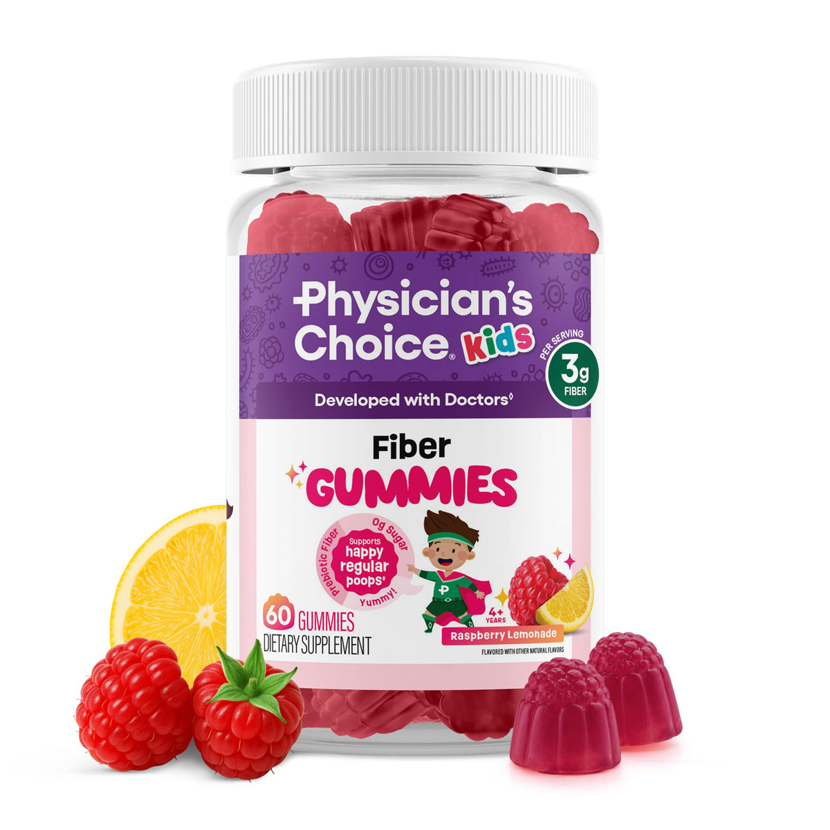 Physician's CHOICE frente del envase mostrando 60 gomitas y beneficios