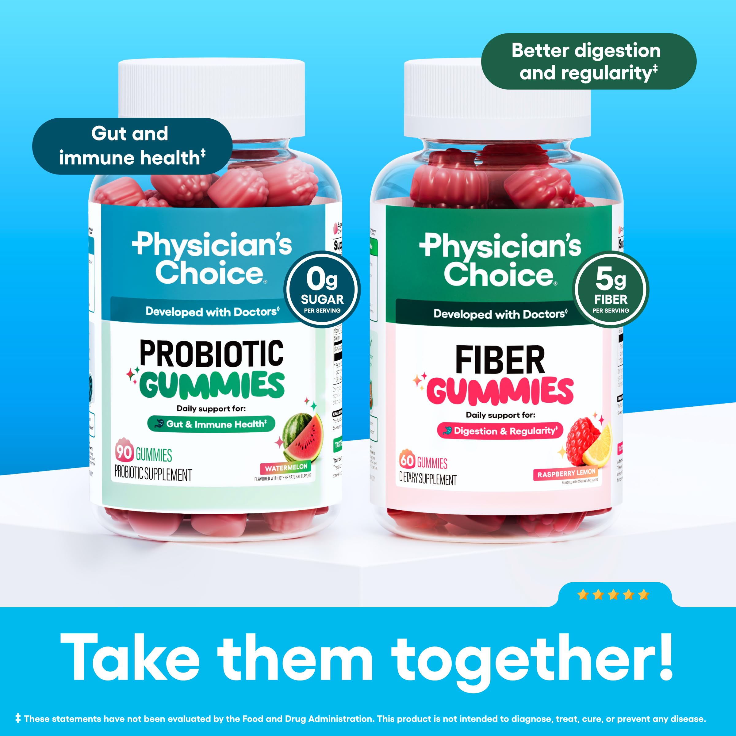 Physician's CHOICE ilustración de vitamina D y fibra prebiótica como soporte