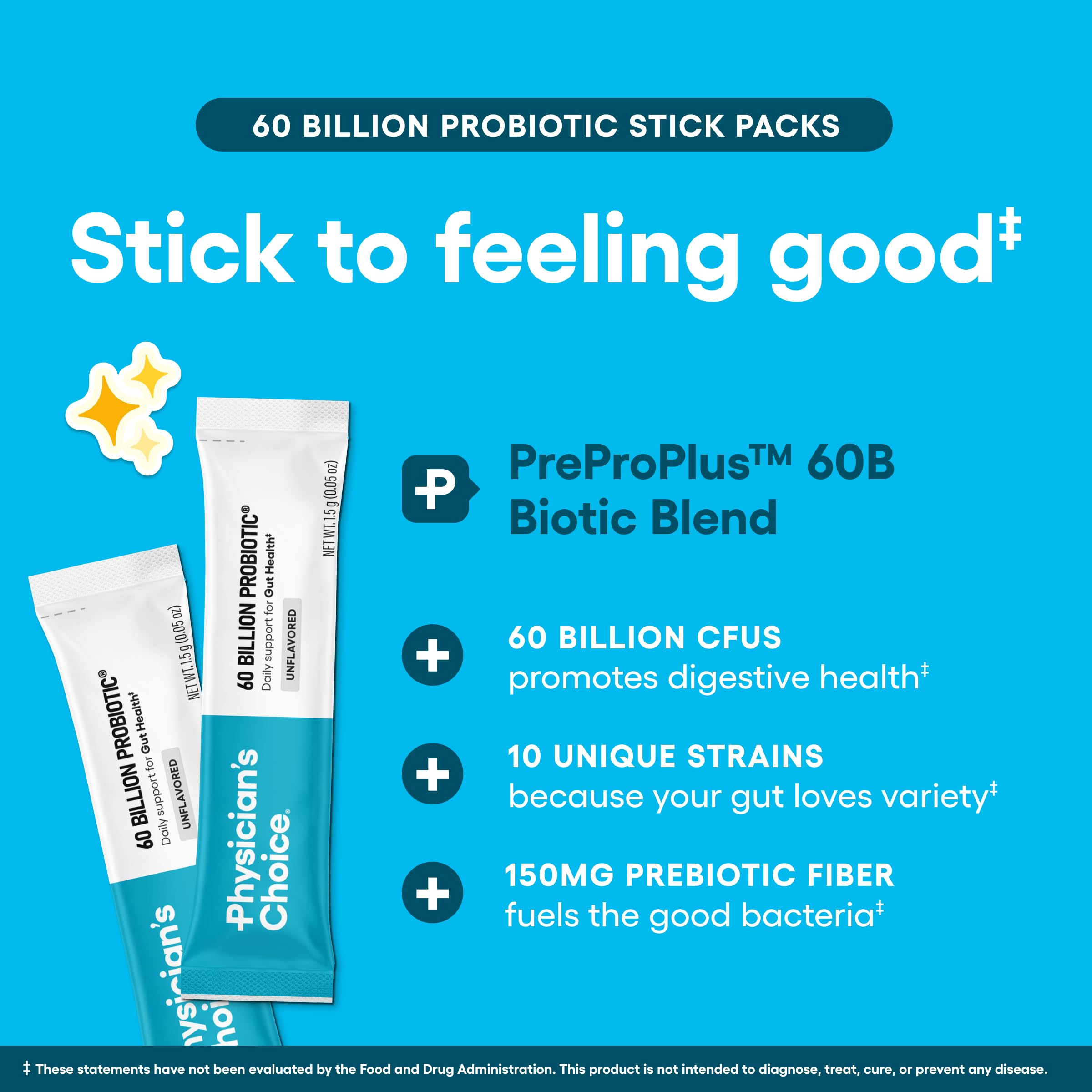 Physician's CHOICE stick en mano para comparar tamaño y portabilidad