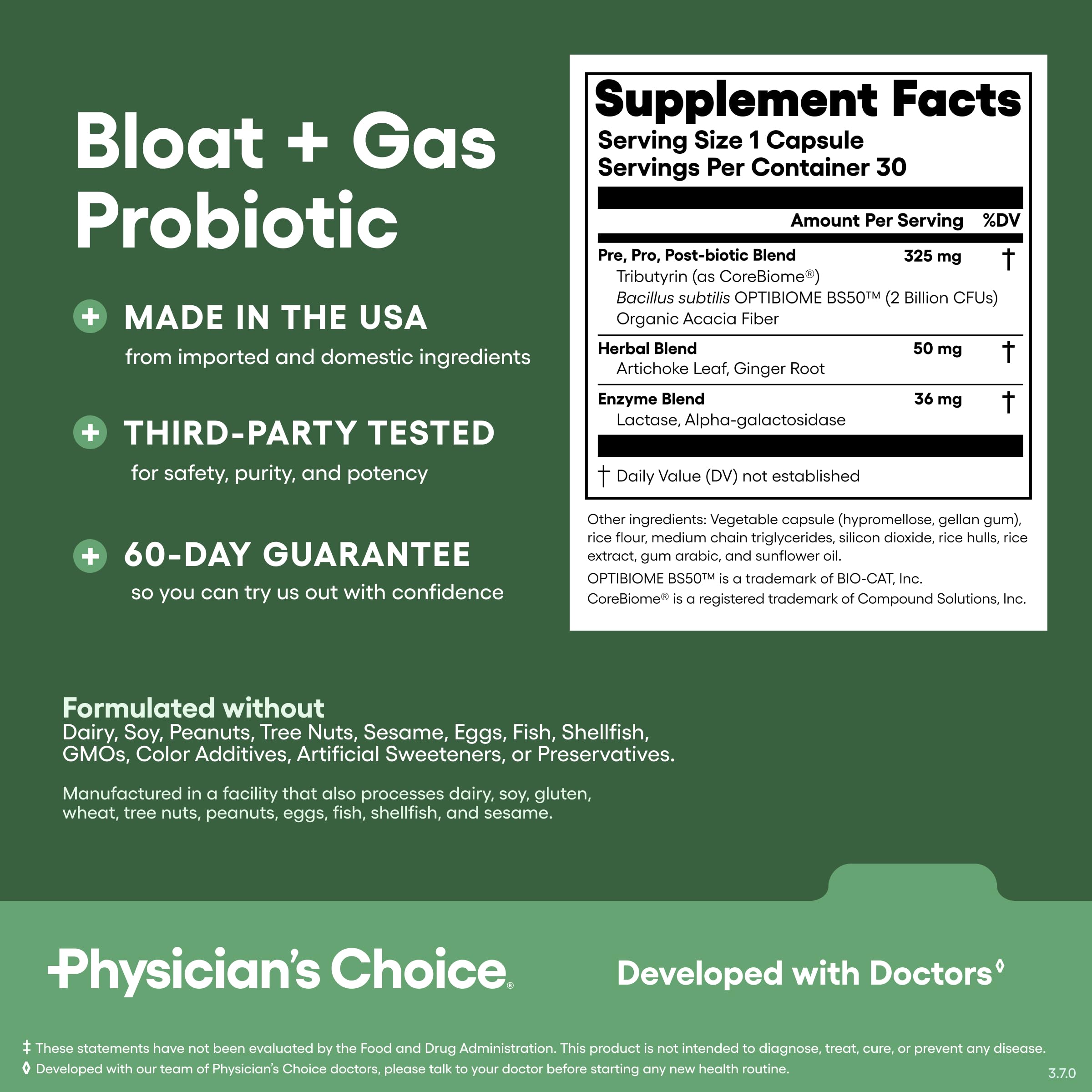 Physician's CHOICE comparación de tamaño de las botellas para control de dosis y almacenamiento