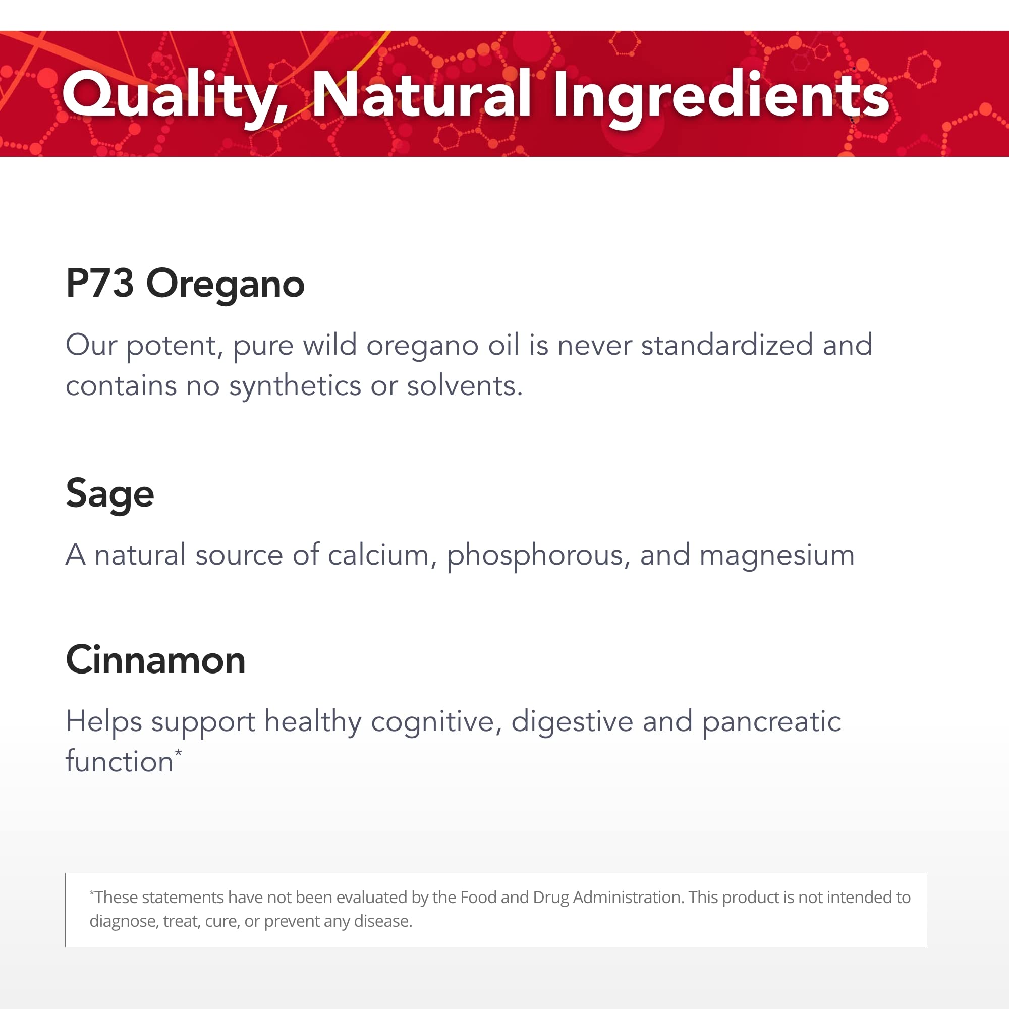 Physician's Strength etiqueta P73 en primer plano resaltando pureza y origen