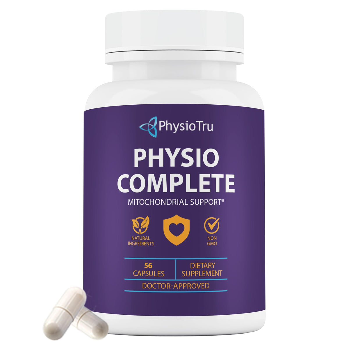 PhysioTru envase frontal CoQ10 mostrando etiqueta clara y beneficios