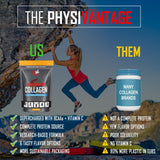 PhysiVantage comparación de tamaño 16oz, formato compacto y viajero