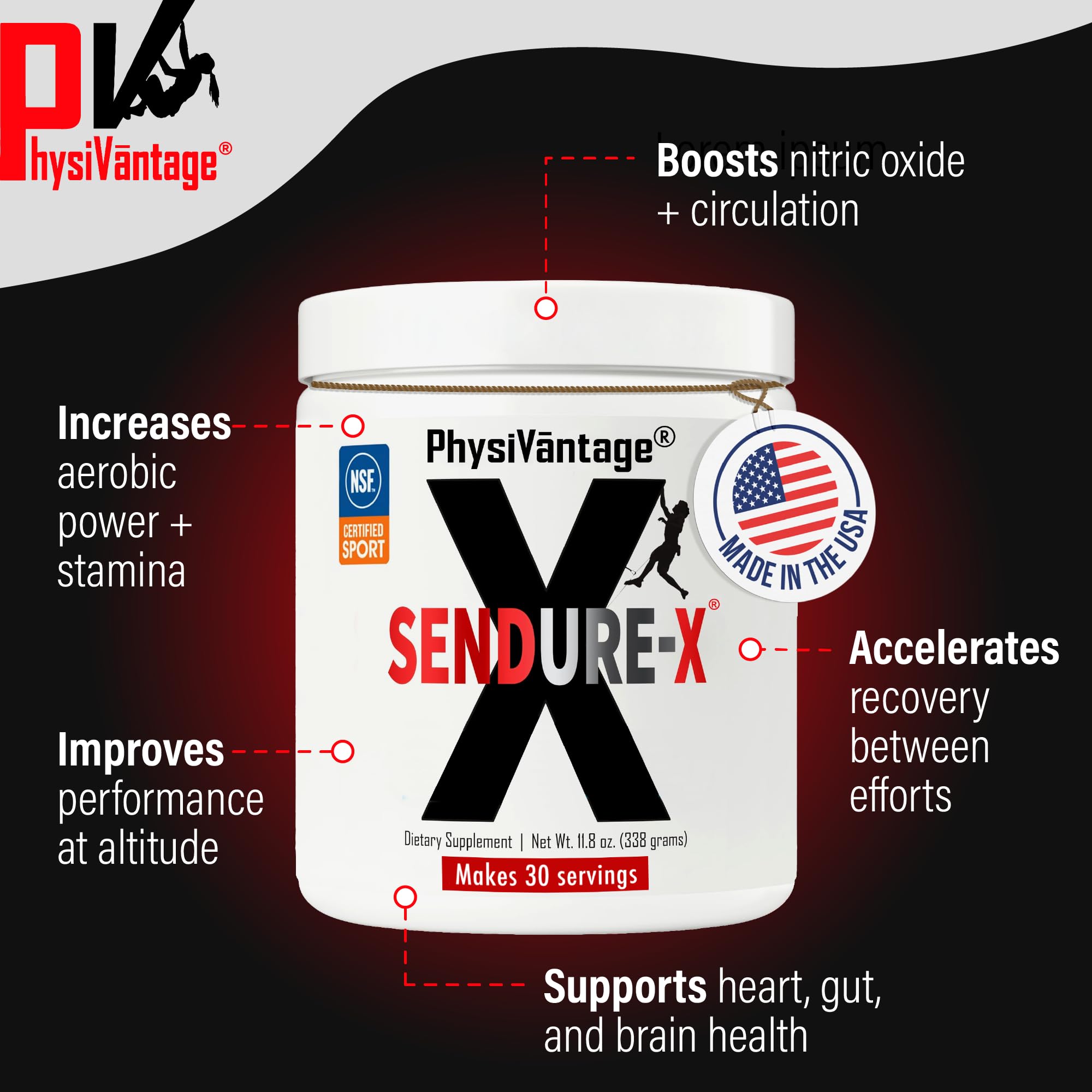 PhysiVantage polvo Sendure-X textura fina para mezclar y disolución rápida