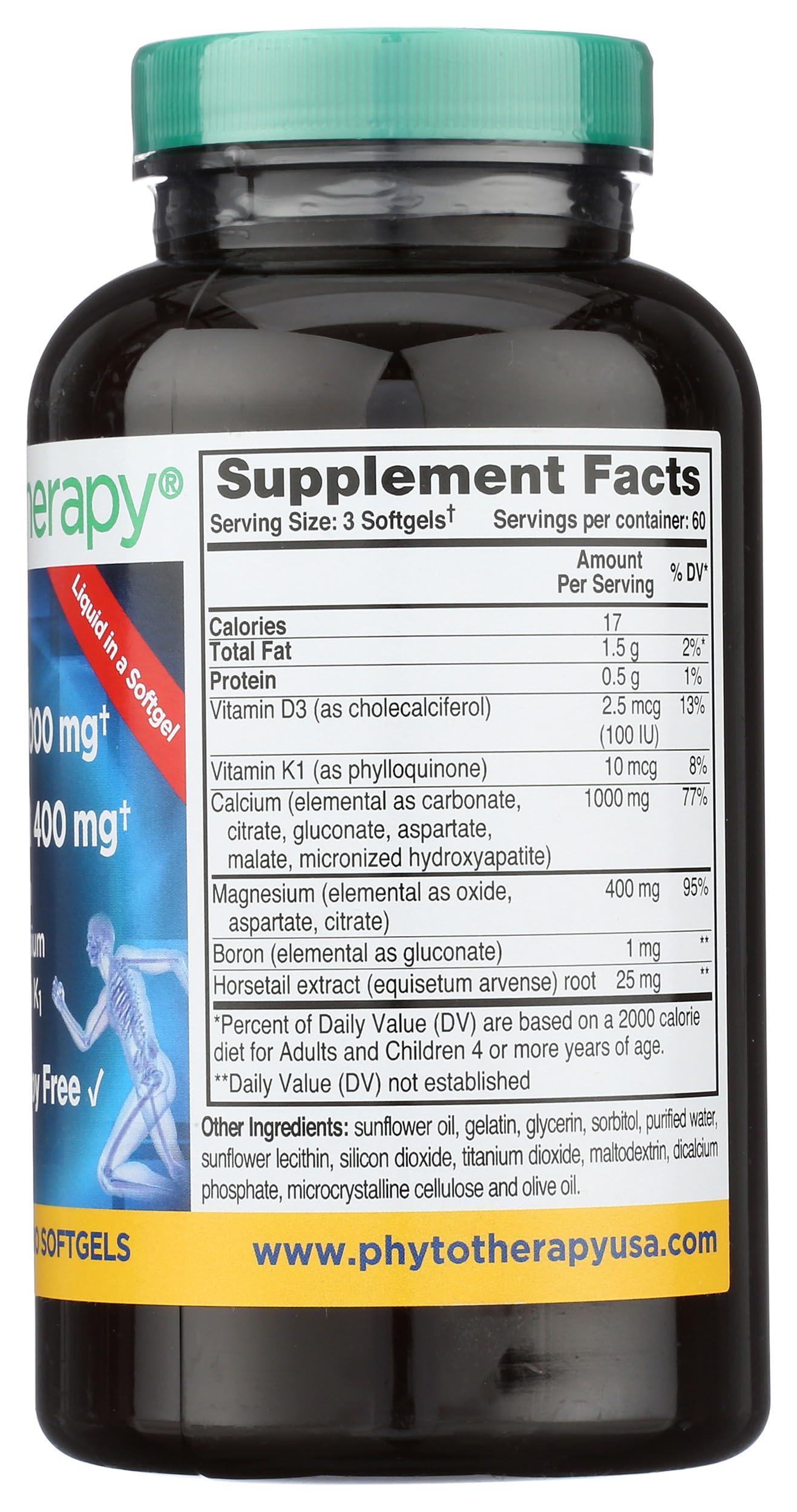 Phyto-Therapy botella junto a cinta métrica para comparar tamaño