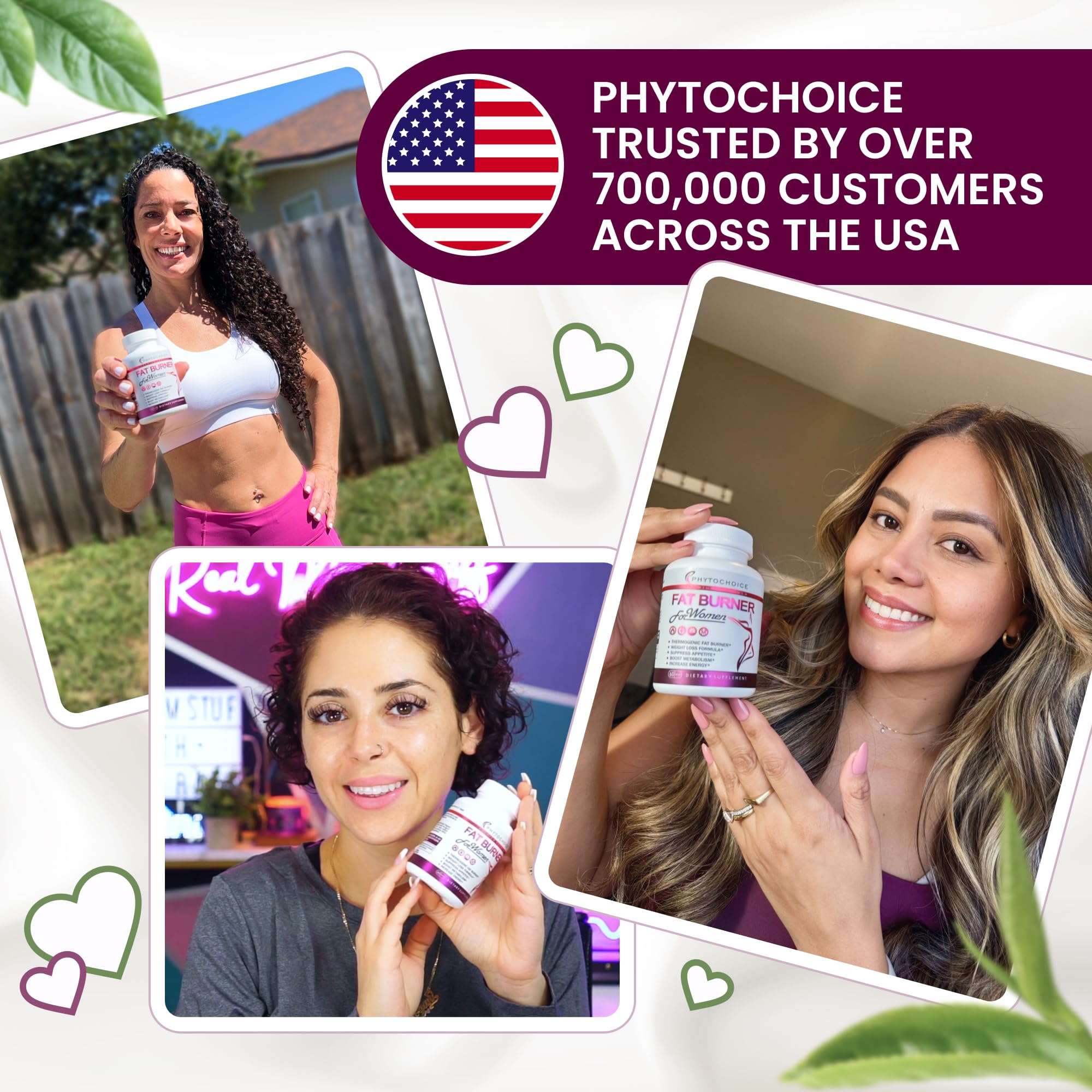 PHYTOCHOICE comparación de tamaño del frasco junto a objetos cotidianos